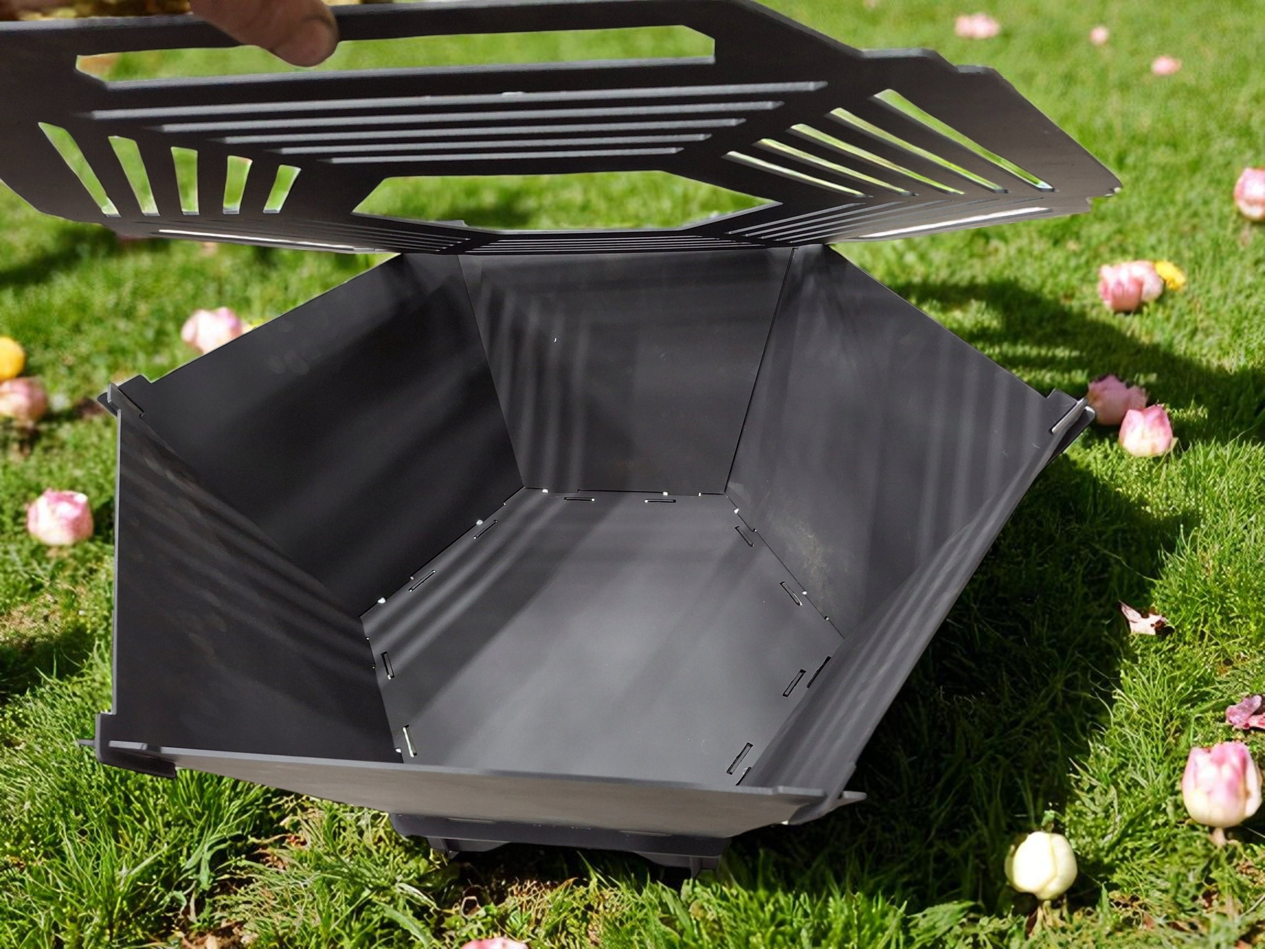 Garden fireplace for cauldron hunting pot 3mm sheet painted KW Length 75 cm