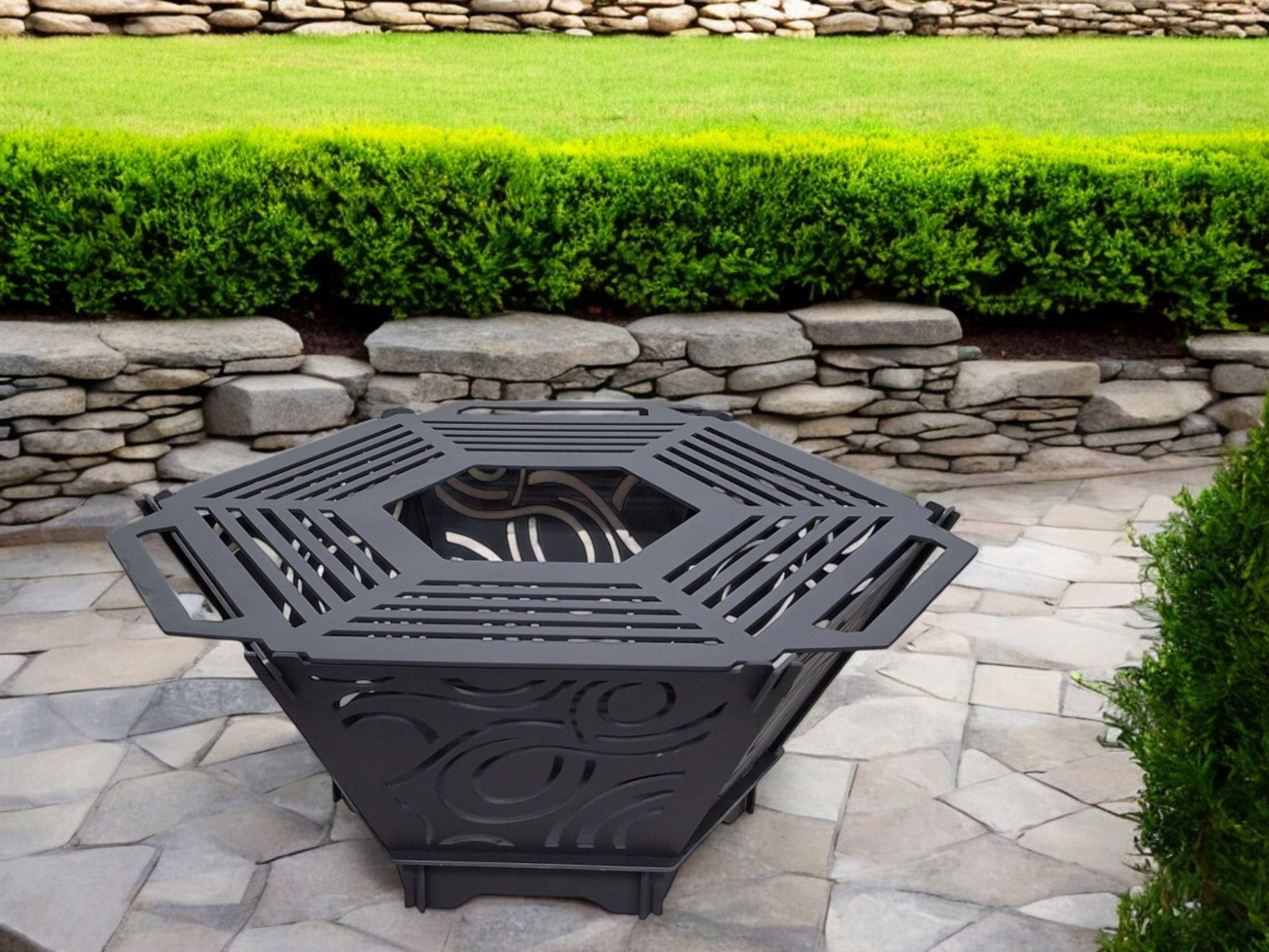 Garden fireplace for cauldron hunting pot 3mm sheet painted KW Product height 35 cm