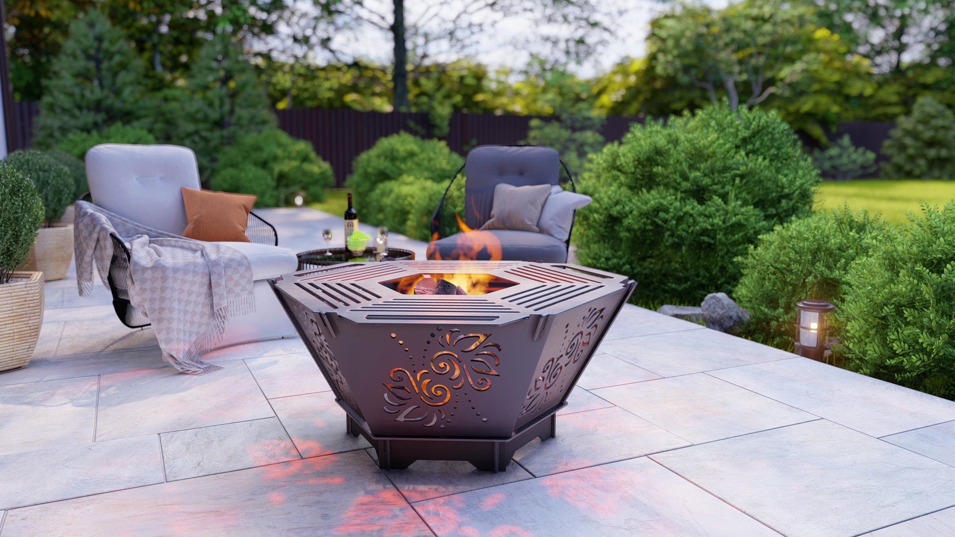 Garden fireplace for cauldron hunting pot 3mm sheet painted KW