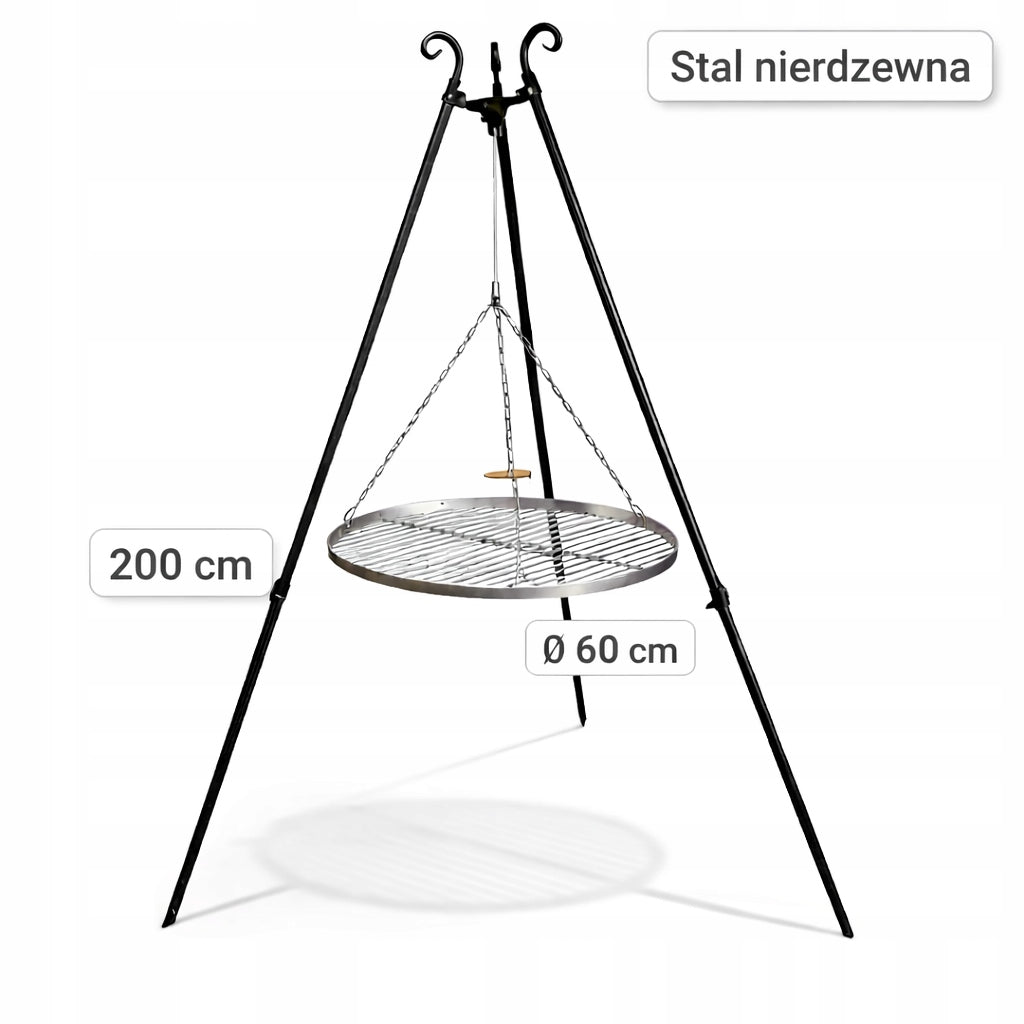 Garden fireplace grill – tripod NiKMET 200 cm | Stainless steel grate 60 cm Manufacturer code 185+60