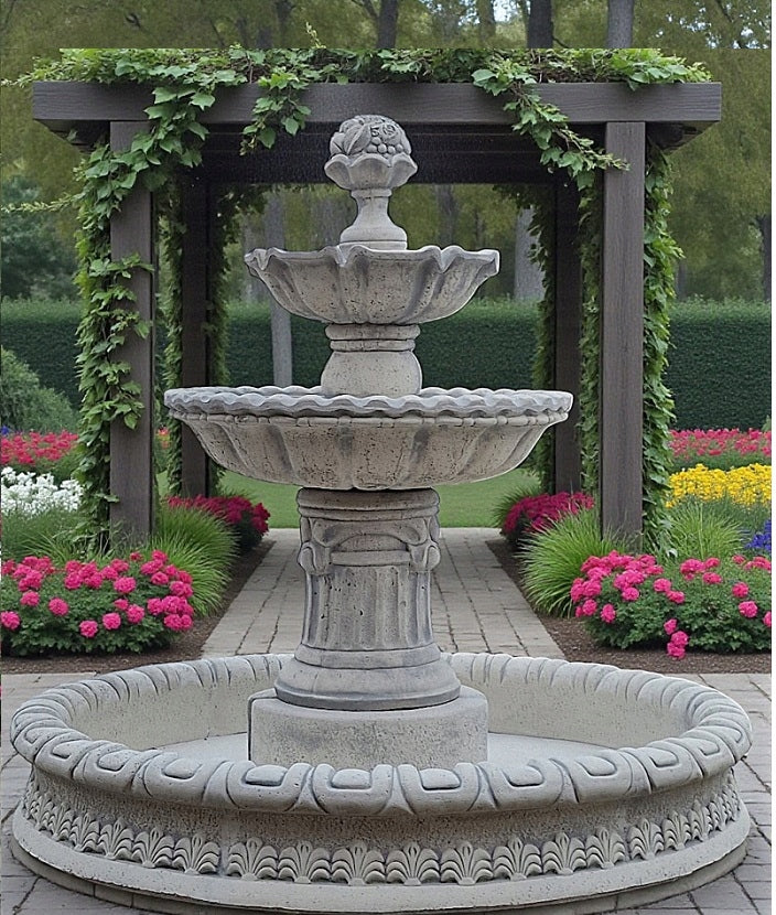 Garden fountain Ebro with Bottom 140cm white concrete conglomerate figure Ag-Bet Manufacturer code fontanna Ebro z owocami