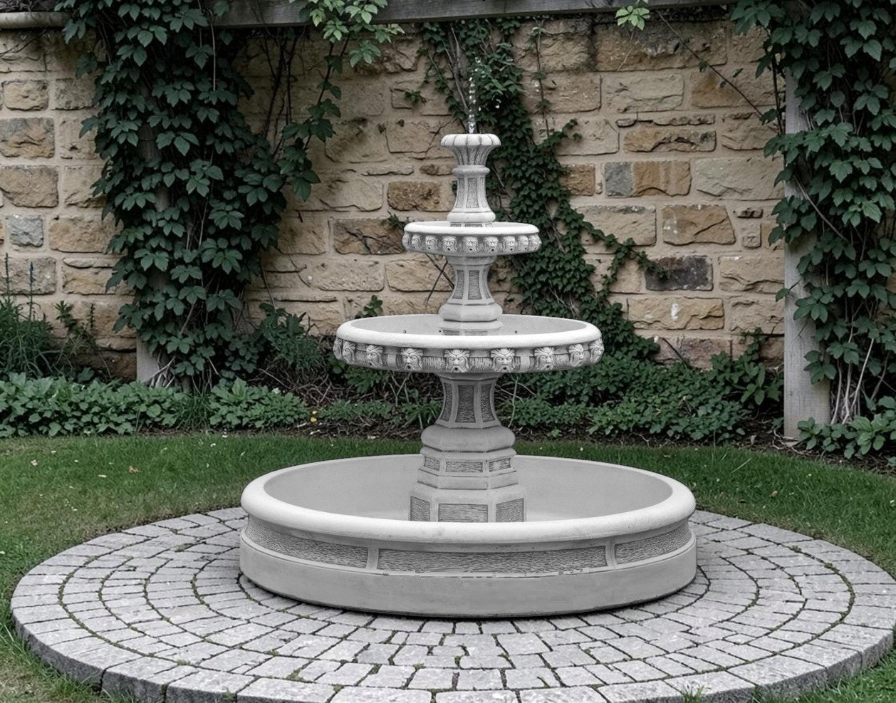Garden fountain Georgia Pool with Bottom White cement conglomerate figure Manufacturer code Fontanna Georgia z basenem 113 cm.