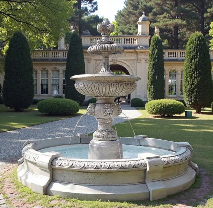 Garden fountain Perugia with swimming pool Milanoø 234cm White concrete Ag-Bet figure Manufacturer Ag-Bet
