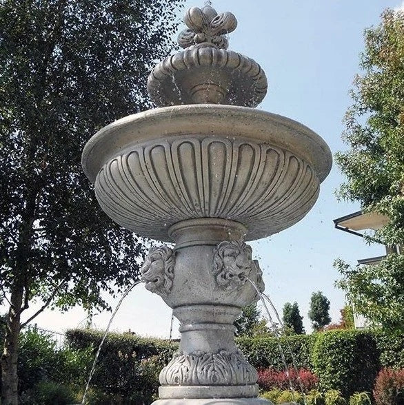 Garden fountain Perugia with swimming pool Milanoø 234cm White concrete Ag-Bet figure Product height 200 cm