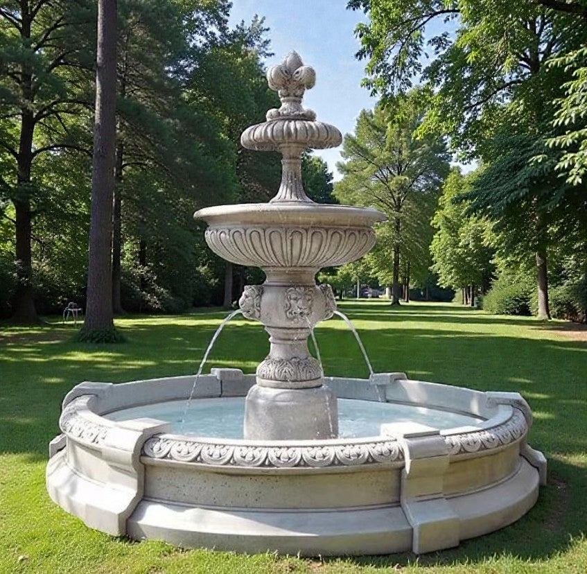 Garden fountain Perugia with swimming pool Milanoø 234cm White concrete Ag-Bet figure Type fountain (pump)