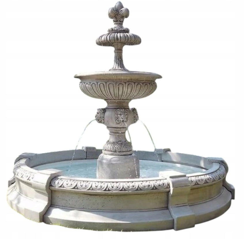 Garden fountain Perugia with swimming pool Milanoø 234cm White concrete Ag-Bet figure