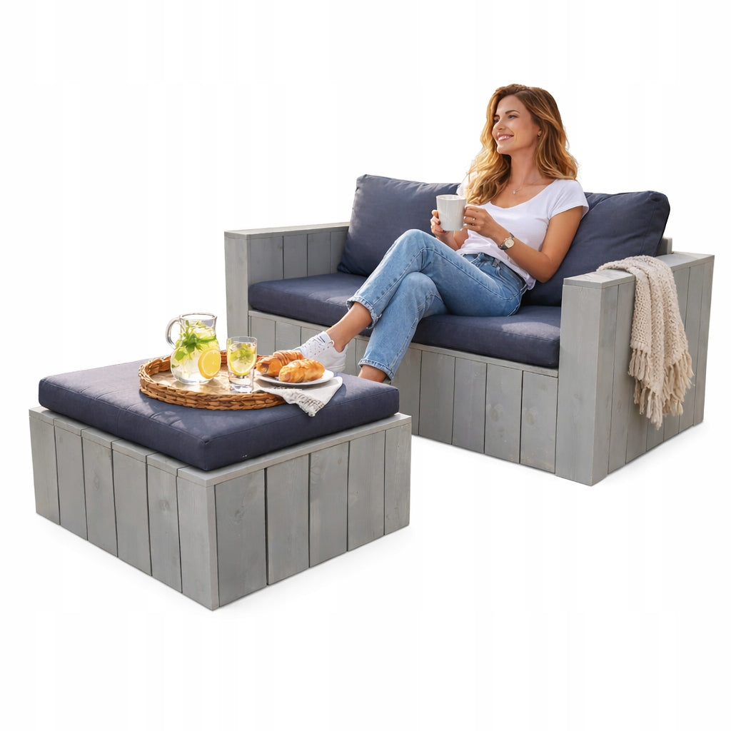 Garden furniture 2-seater sofa PROVENCE with cushions terrace garden balcony Set contents bench step