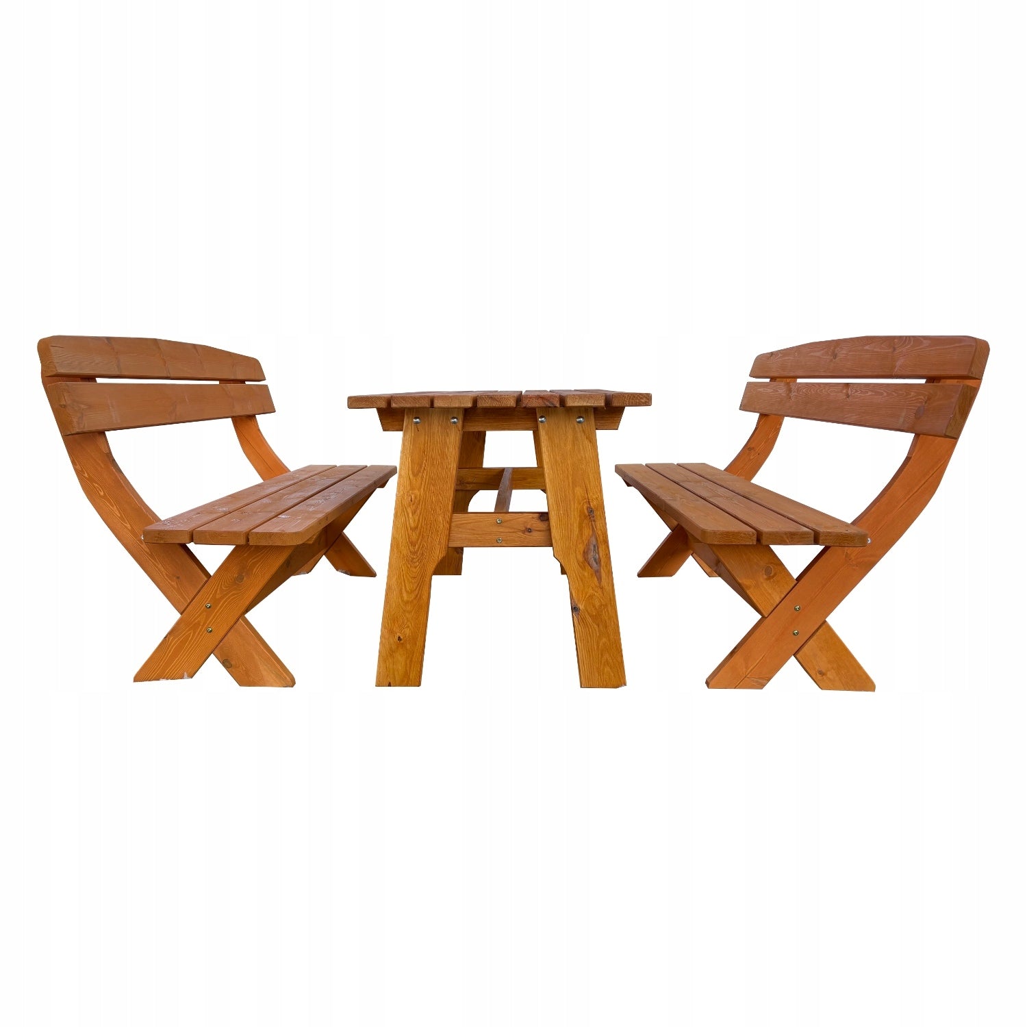 Garden furniture 6-person ICT wooden set table + 2 benches Main material wood