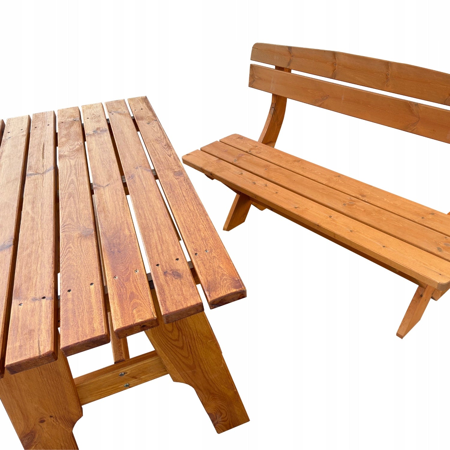 Garden furniture 6-person ICT wooden set table + 2 benches Set contents bench table