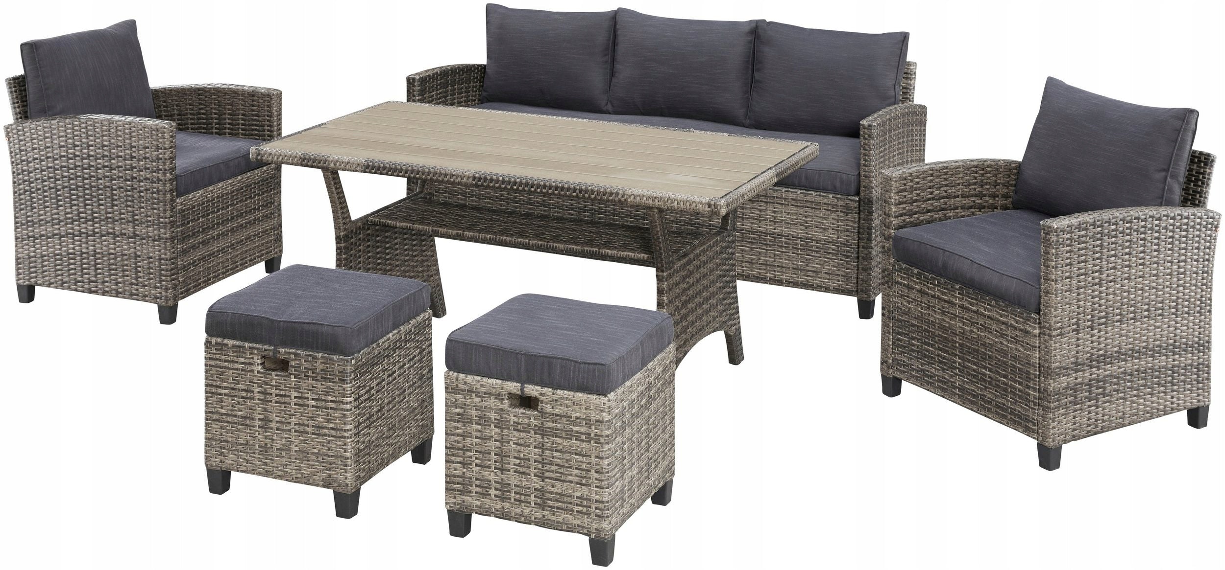 Garden furniture Konifera Amstardam brown rattan armchairs sofa table