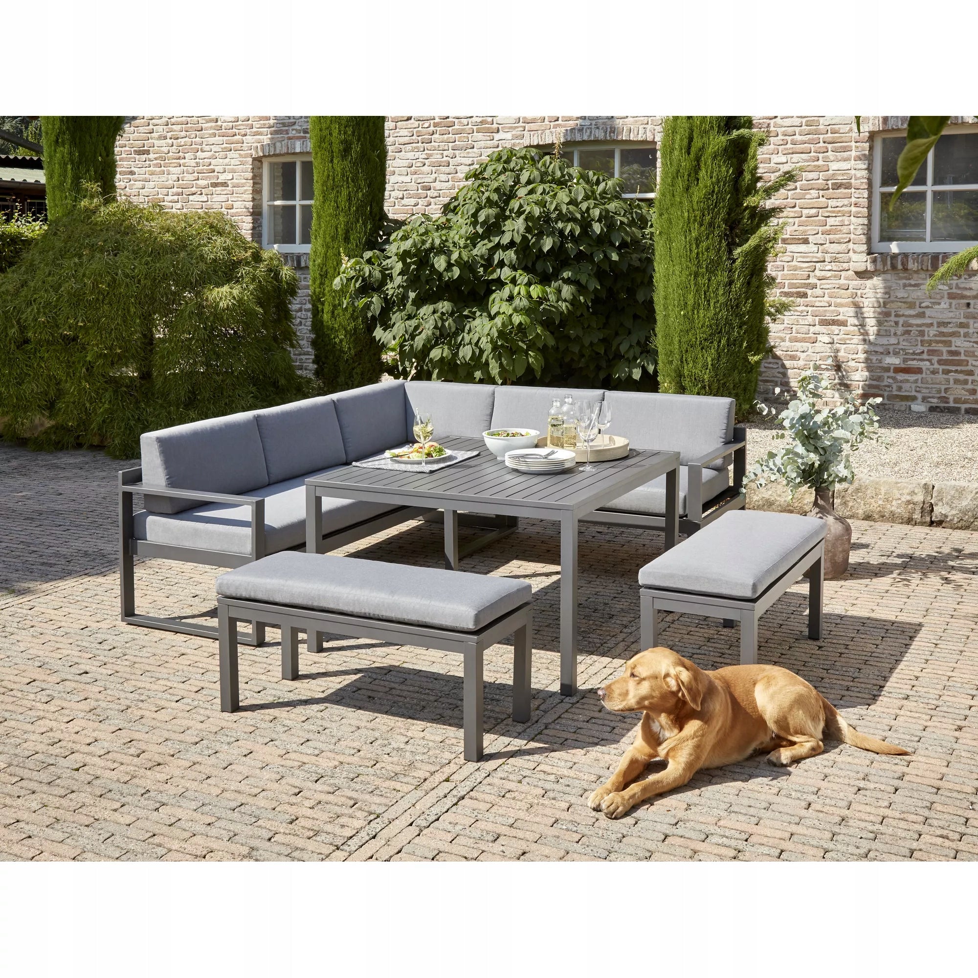 Garden furniture Romy color gray, corner ,bench ,table 5 parts Manufacturer no brand