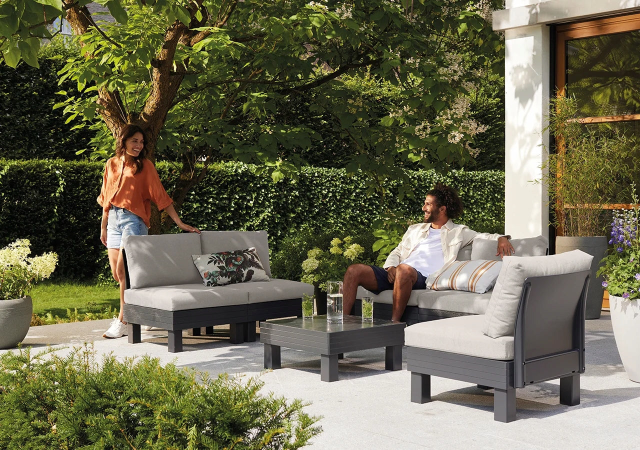 Garden furniture corner Keter Element rattan grey 5 elements set Color gray