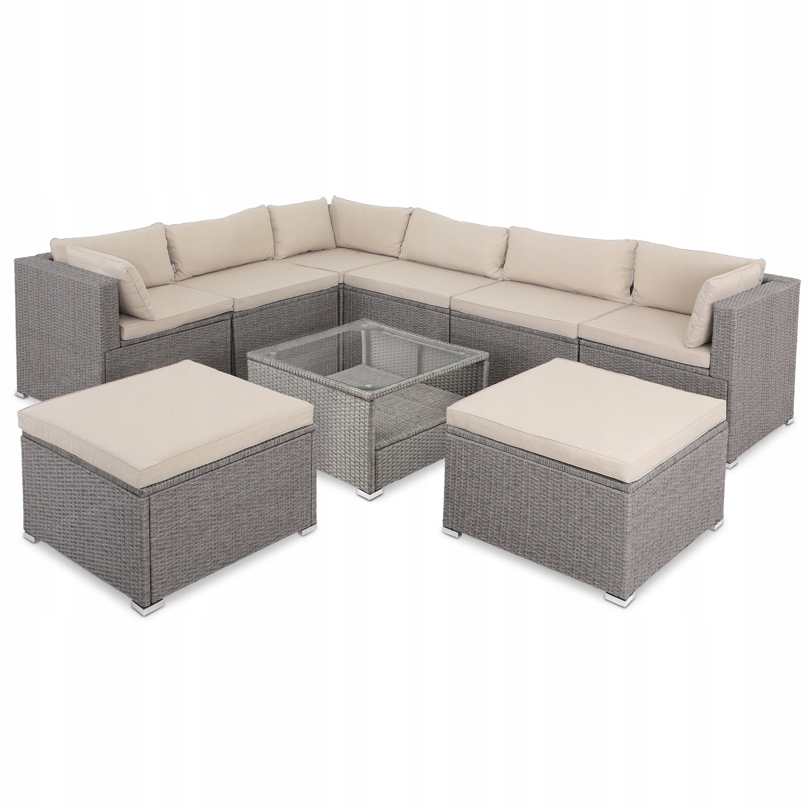 Garden furniture corner set rattan furniture for terrace pillows pouf 26 el