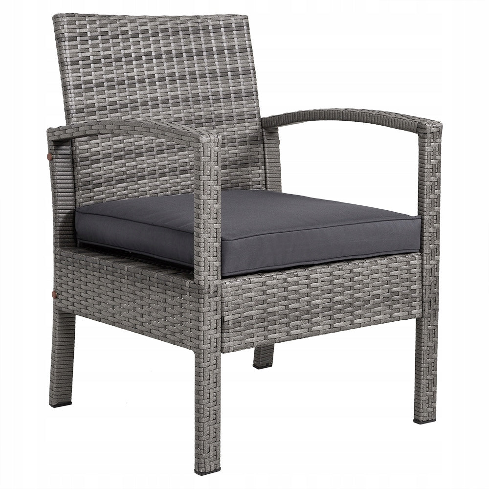 Garden furniture polyrattan 3x cushions 2x armchair bench table set grey Number of items in the set 7