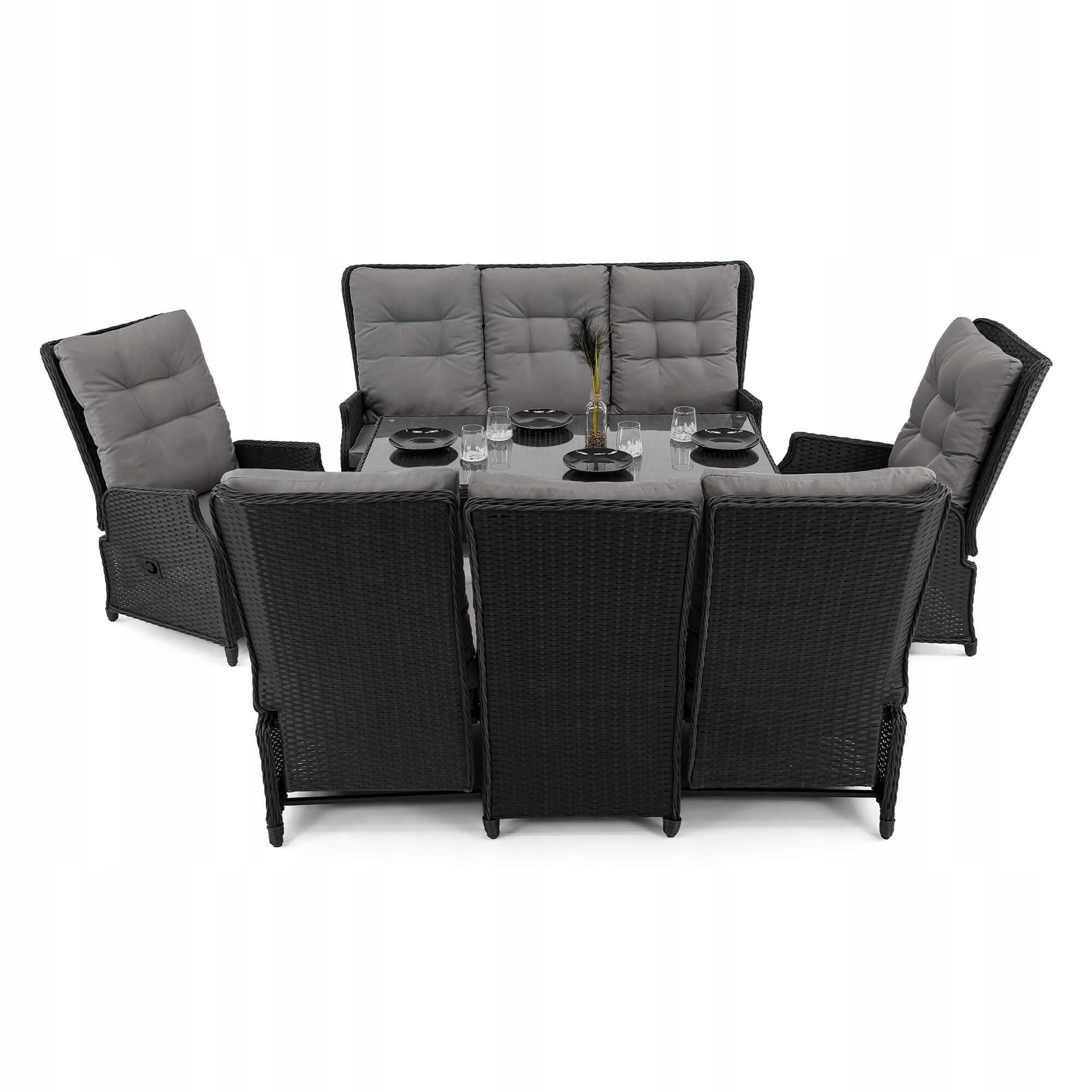 Garden furniture rattan ALICANTE BIG Black cushions grey Manufacturer EMWOmeble