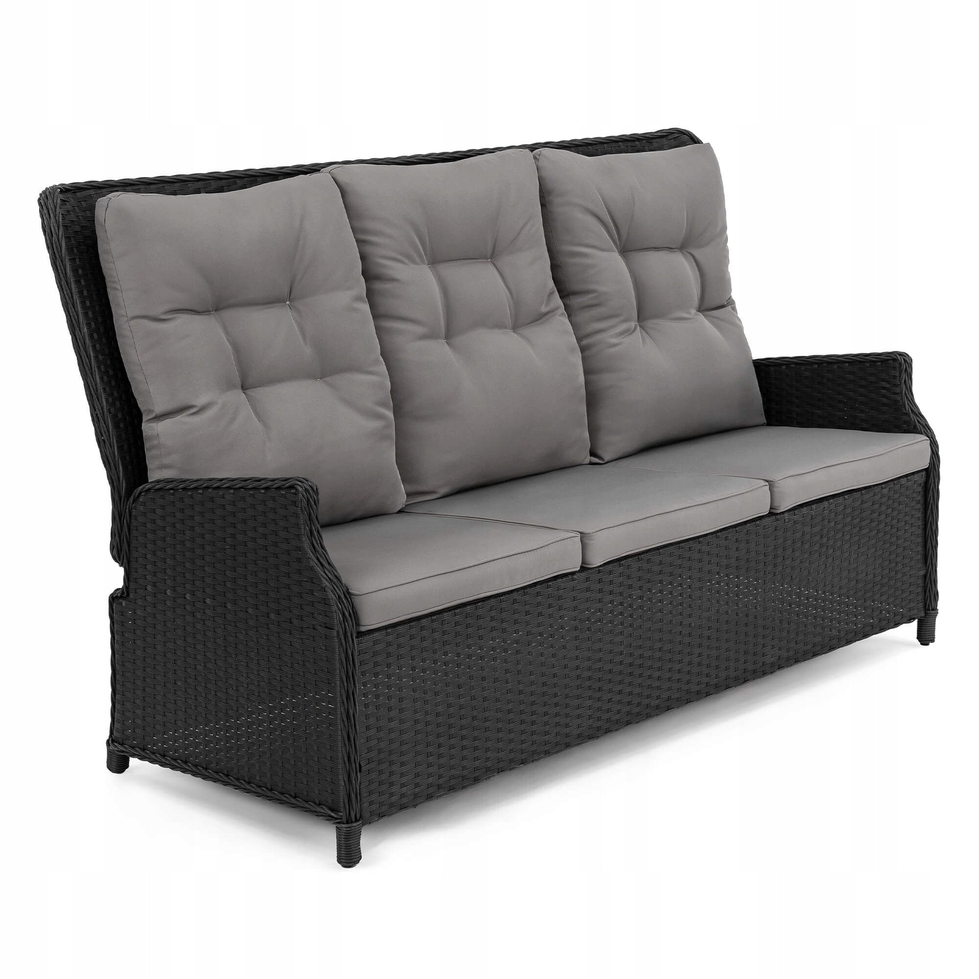 Garden furniture rattan ALICANTE BIG Black cushions grey Number of items in the set 5