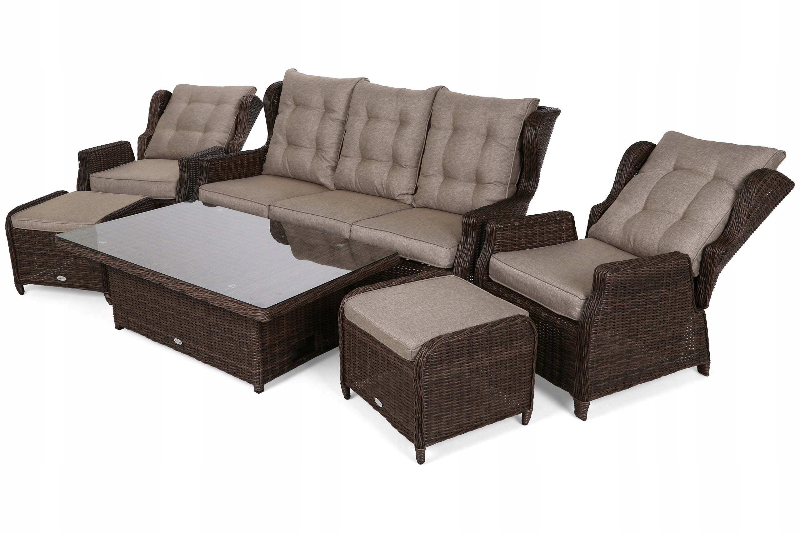 Garden furniture rattan furniture set with cushions brown Memfis 7-os Number of items in the set 6