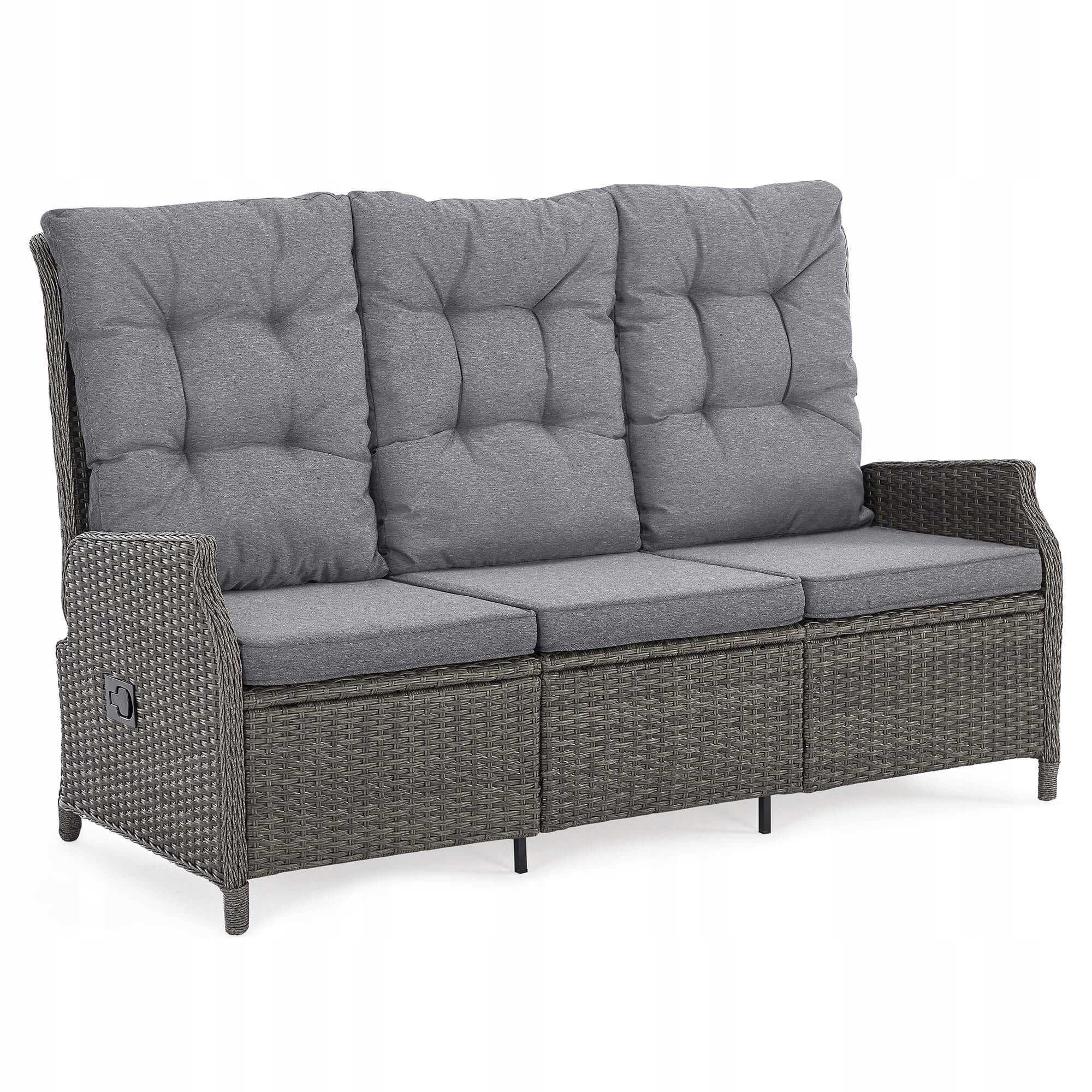 Garden furniture set ALICANTE technoratan grey cushions grey adjustment Color gray