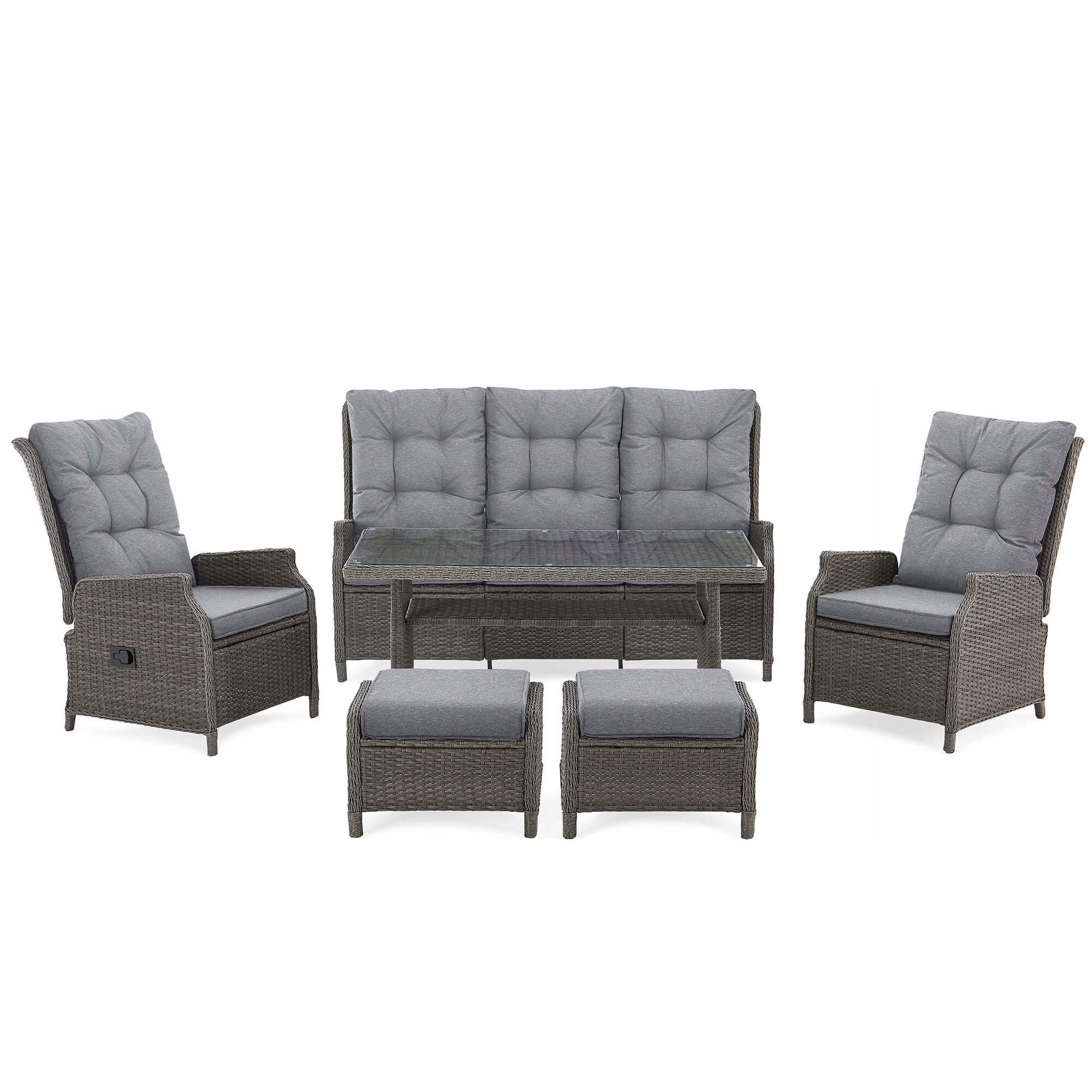 Garden furniture set ALICANTE technoratan grey cushions grey adjustment Main material synthetic rattan