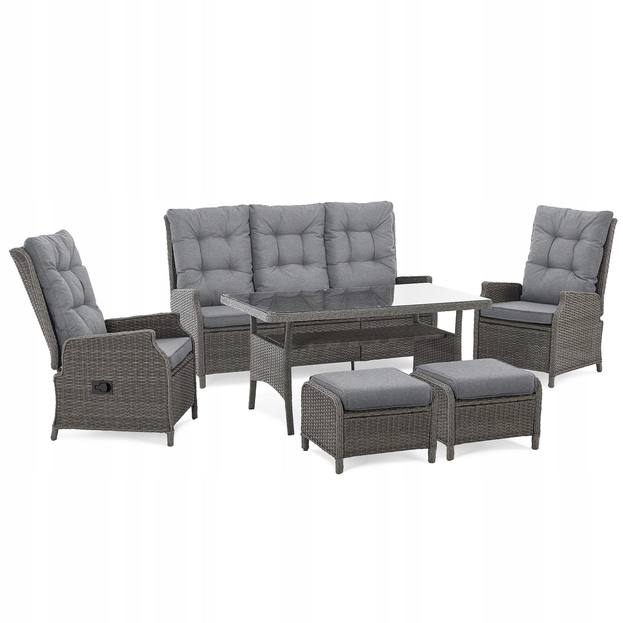 Garden furniture set ALICANTE technoratan grey cushions grey adjustment Manufacturer EMWOmeble