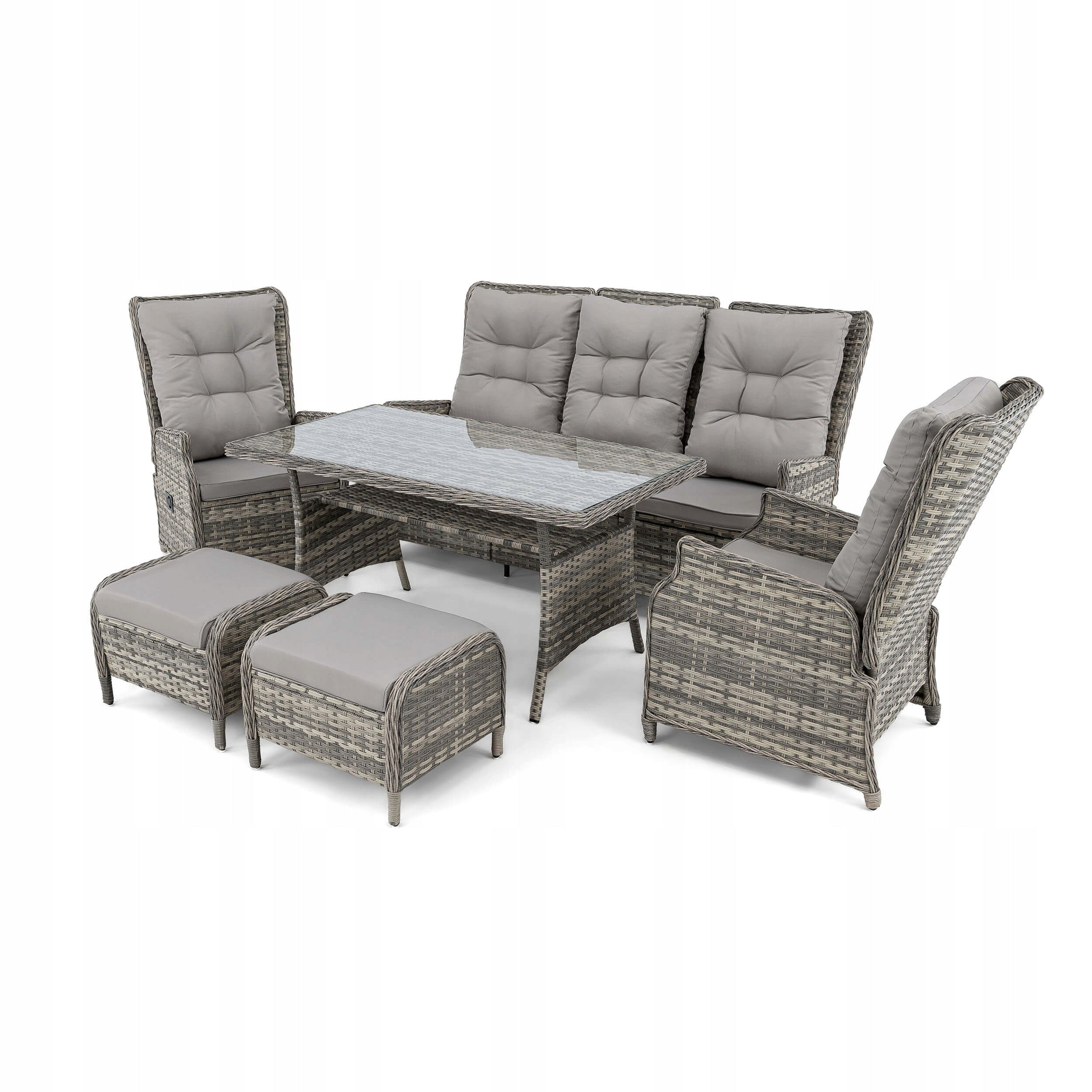 Garden furniture set ALICANTE technoratan light grey cushions adjustment Main material synthetic rattan