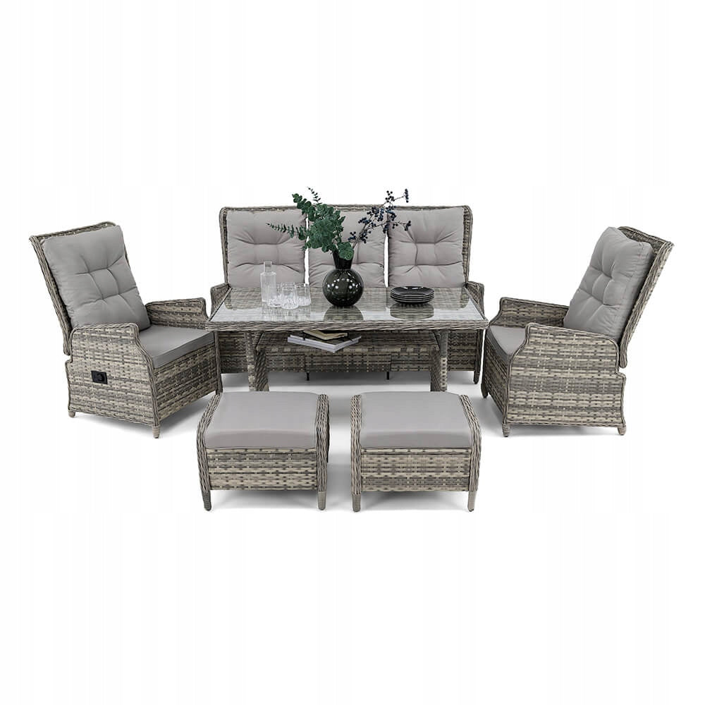 Garden furniture set ALICANTE technoratan light grey cushions adjustment Packaging status original