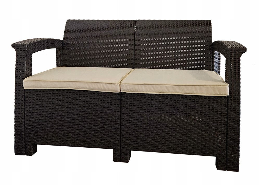 Garden furniture set Aura Bronze 4 person sofa two armchairs table garden Main material synthetic rattan