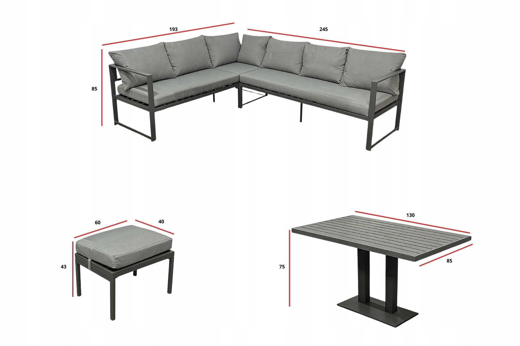 Garden furniture set CORNER steel beige IDEAL HOME&GARDEN Number of items in the set 5