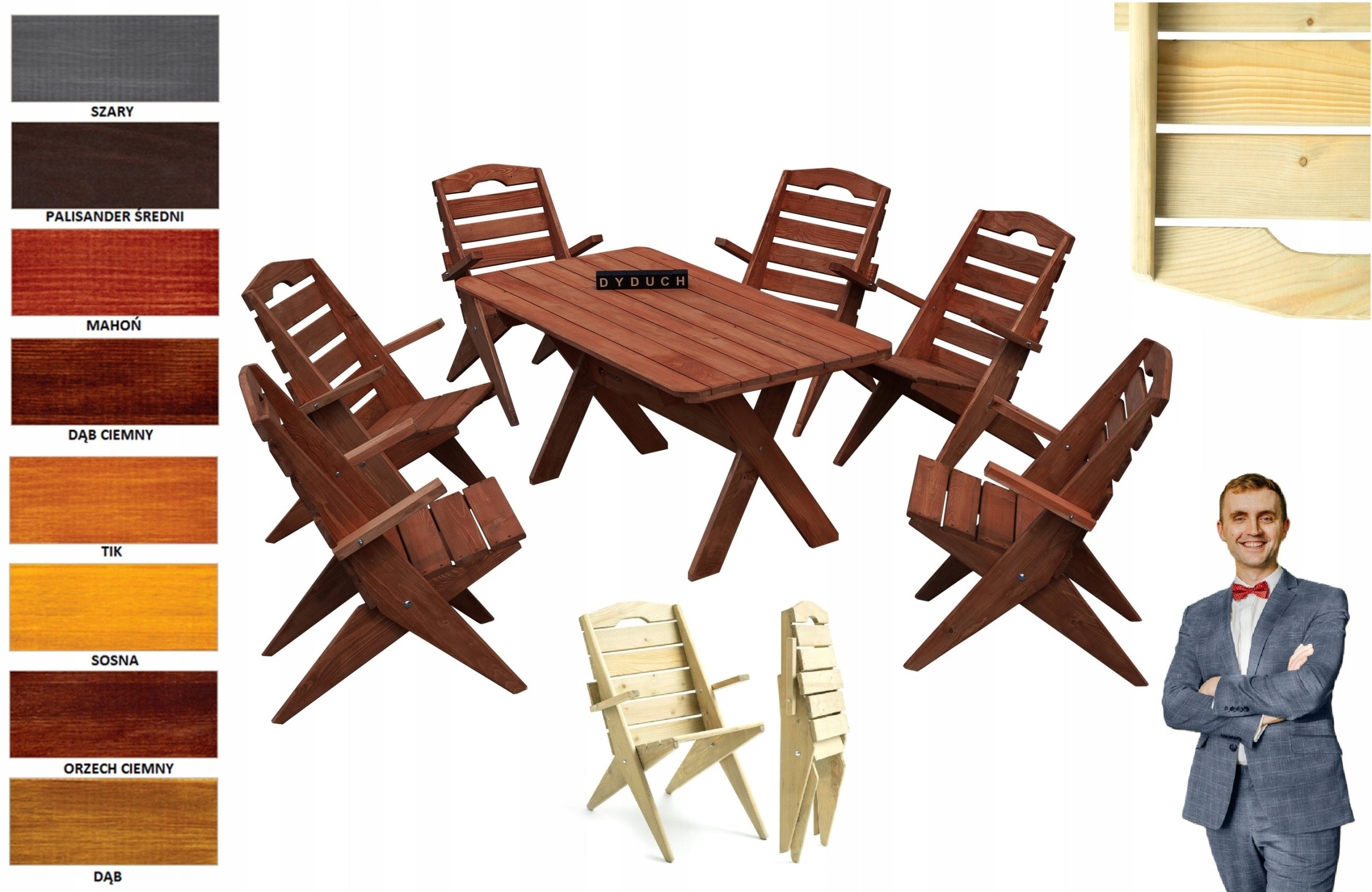 Garden furniture set Dyduch dark oak Garden Wooden Premium Nature