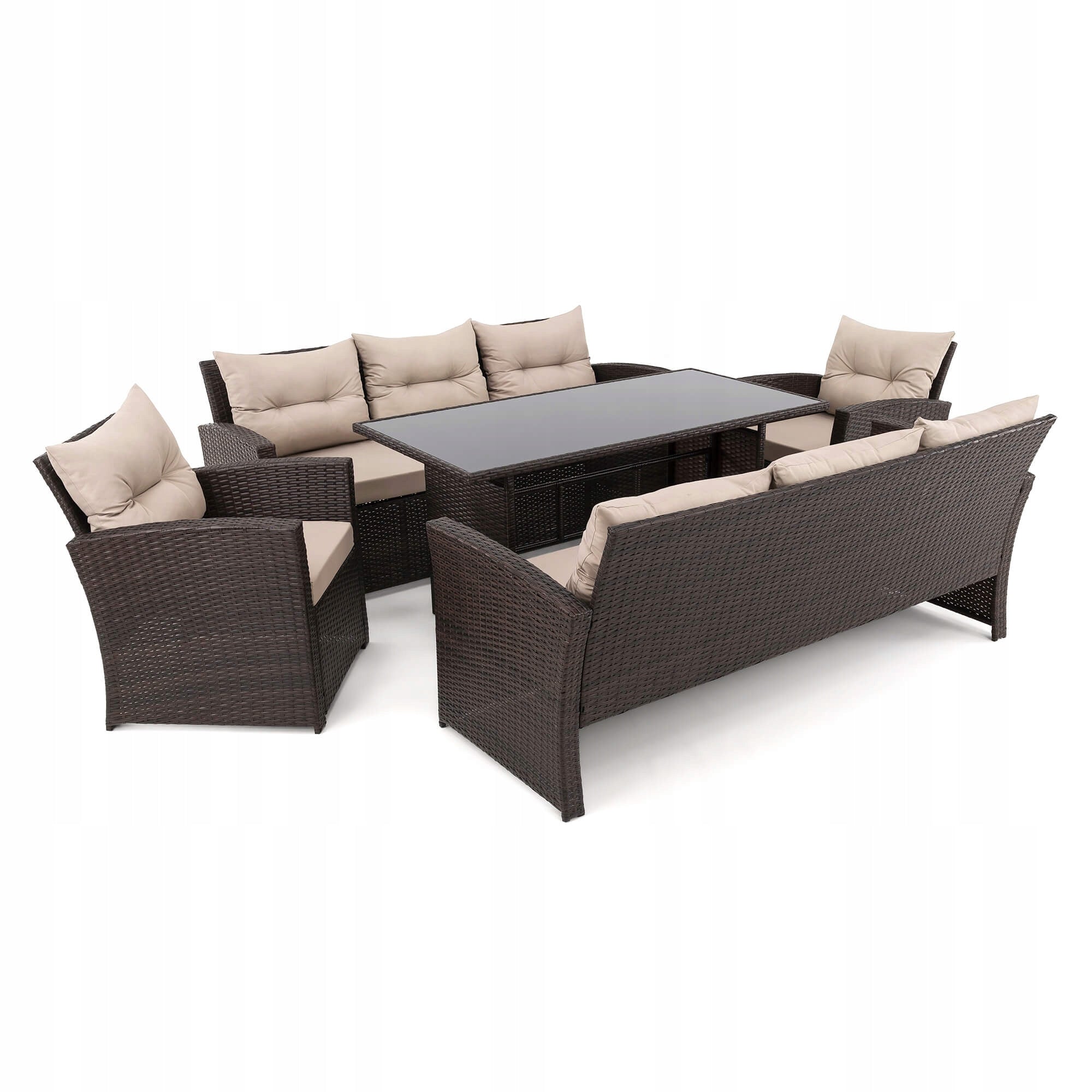 Garden furniture set Marseille 8 BP rattan brown cushions beige Number of items in the set 5