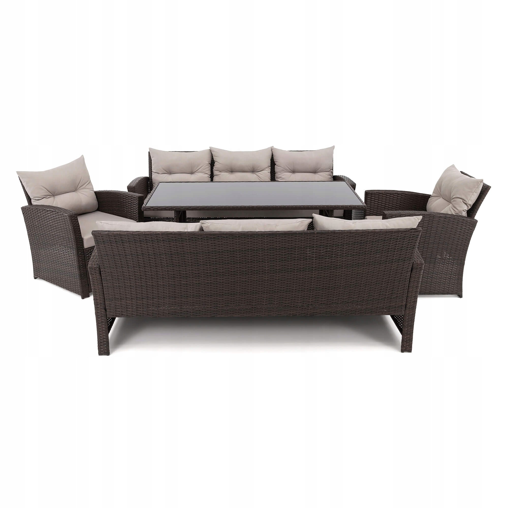 Garden furniture set Marseille 8 BP rattan brown cushions grey Number of items in the set 5