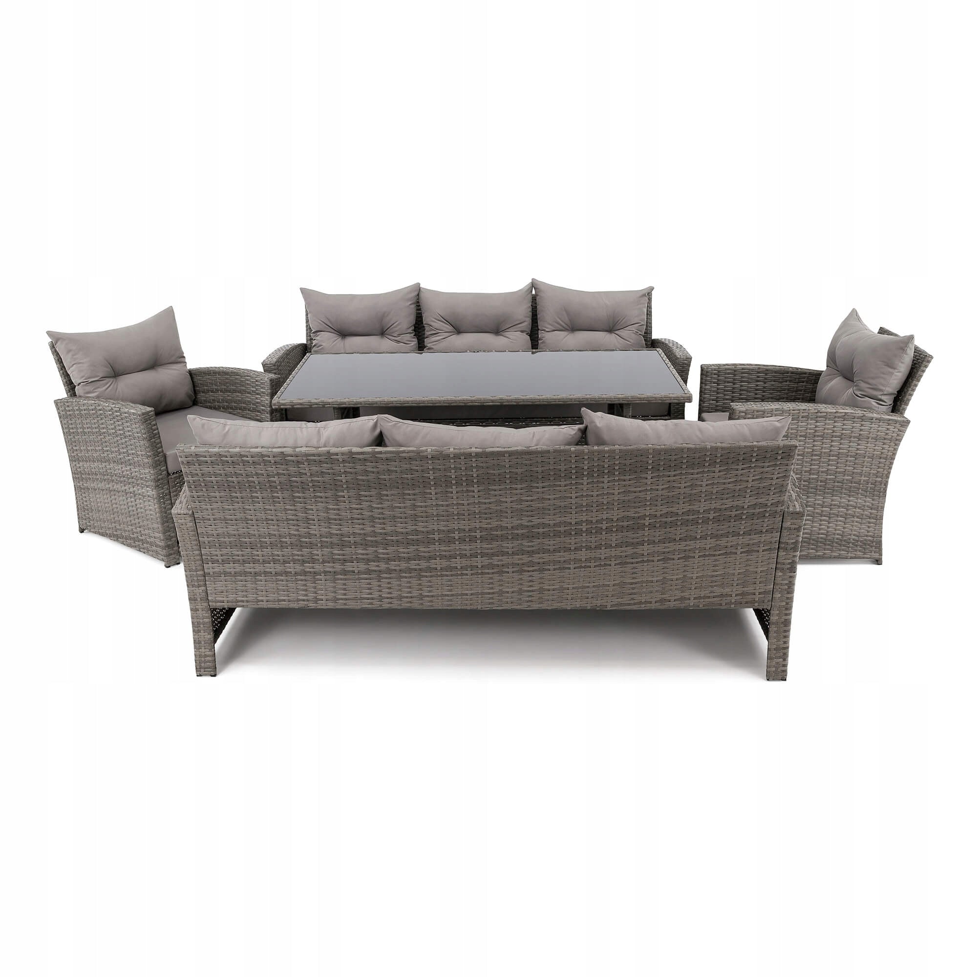 Garden furniture set Marseille 8 BP rattan grey cushions grey Color gray
