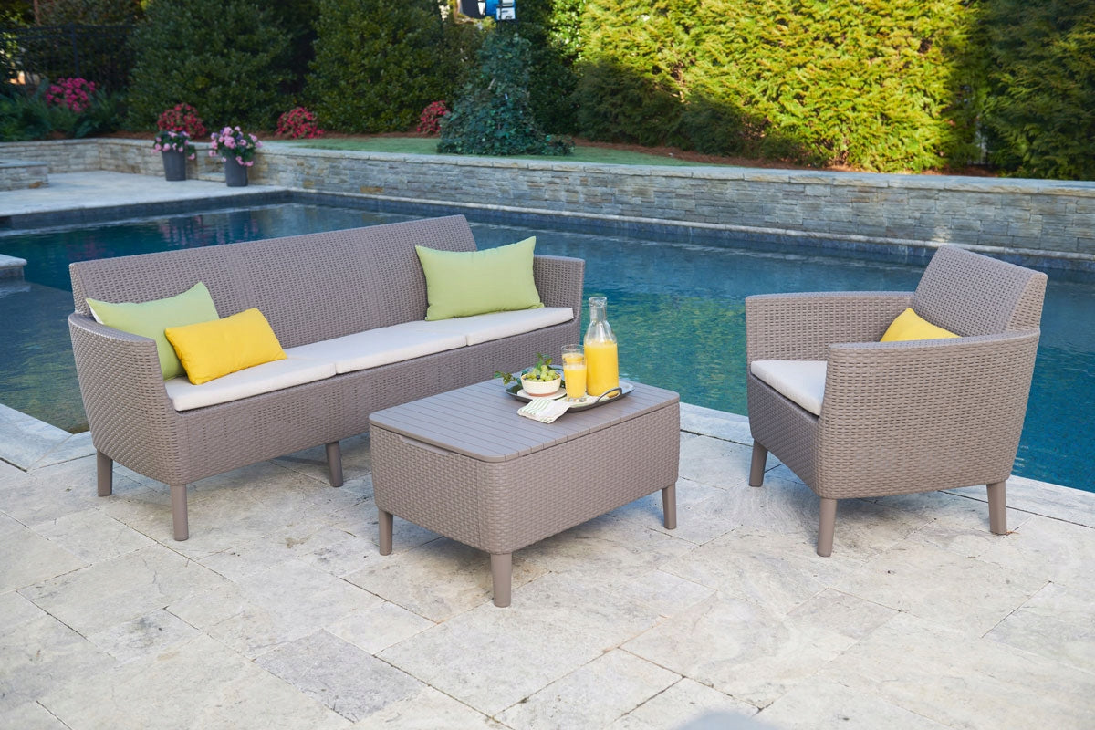 Garden furniture set Salemo 5-seater, cappuccino Keter Set contents armchair bench low coffee table