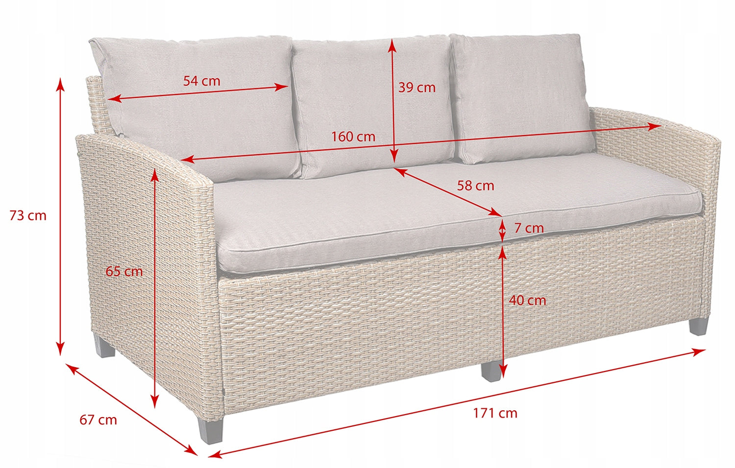 Garden furniture set TECHNORATTAN table sofa armchair seating set Color beige