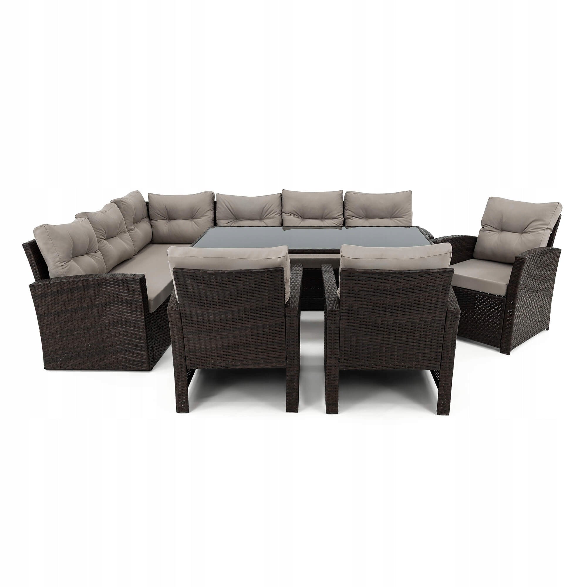 Garden furniture set TOKYO rattan brown cushions grey Number of items in the set 6