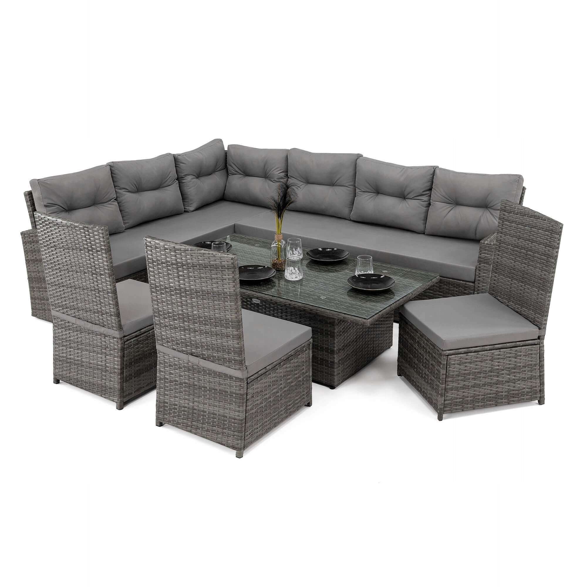 Garden furniture set TOKYO rattan grey cushions grey Manufacturer EMWOmeble