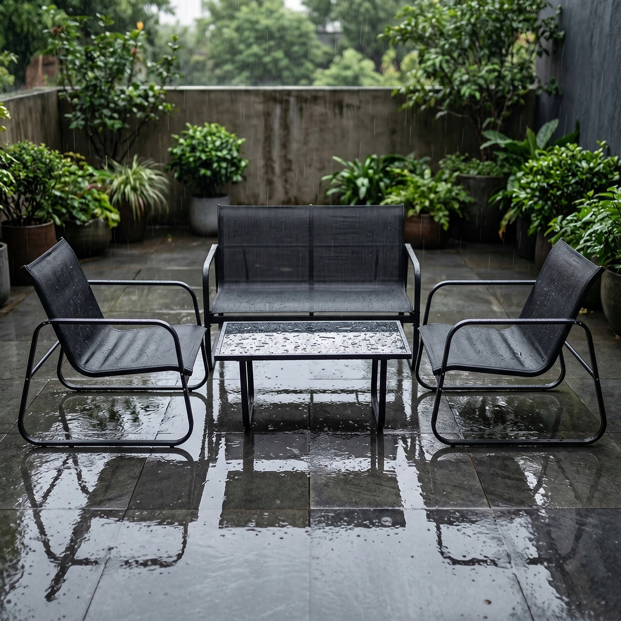 Garden furniture set black Terrace Chairs Table Sofa FUNFIT GARDEN Number of items in the set 4