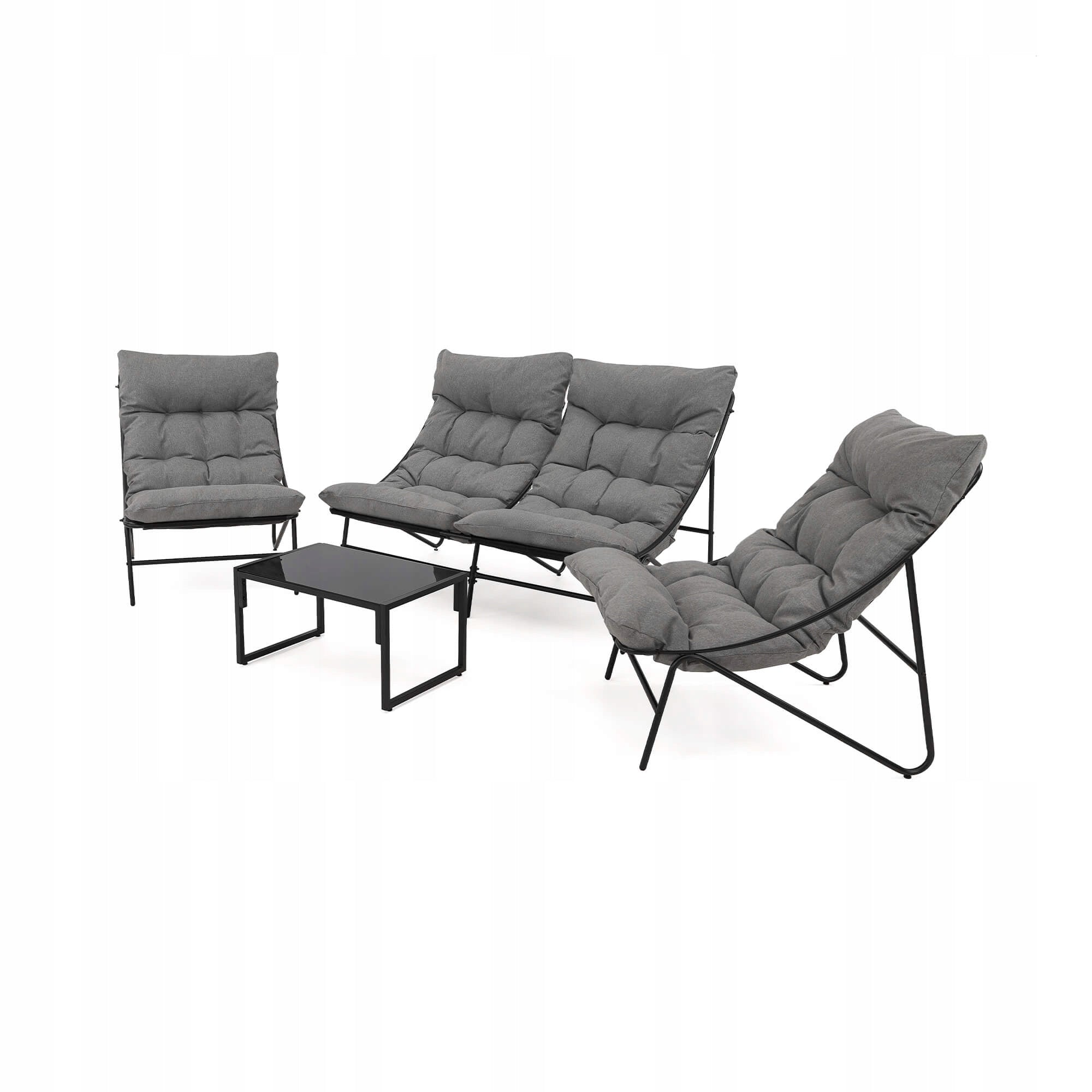 Garden furniture set for 4 people SA2006 black cushions grey Main material steel