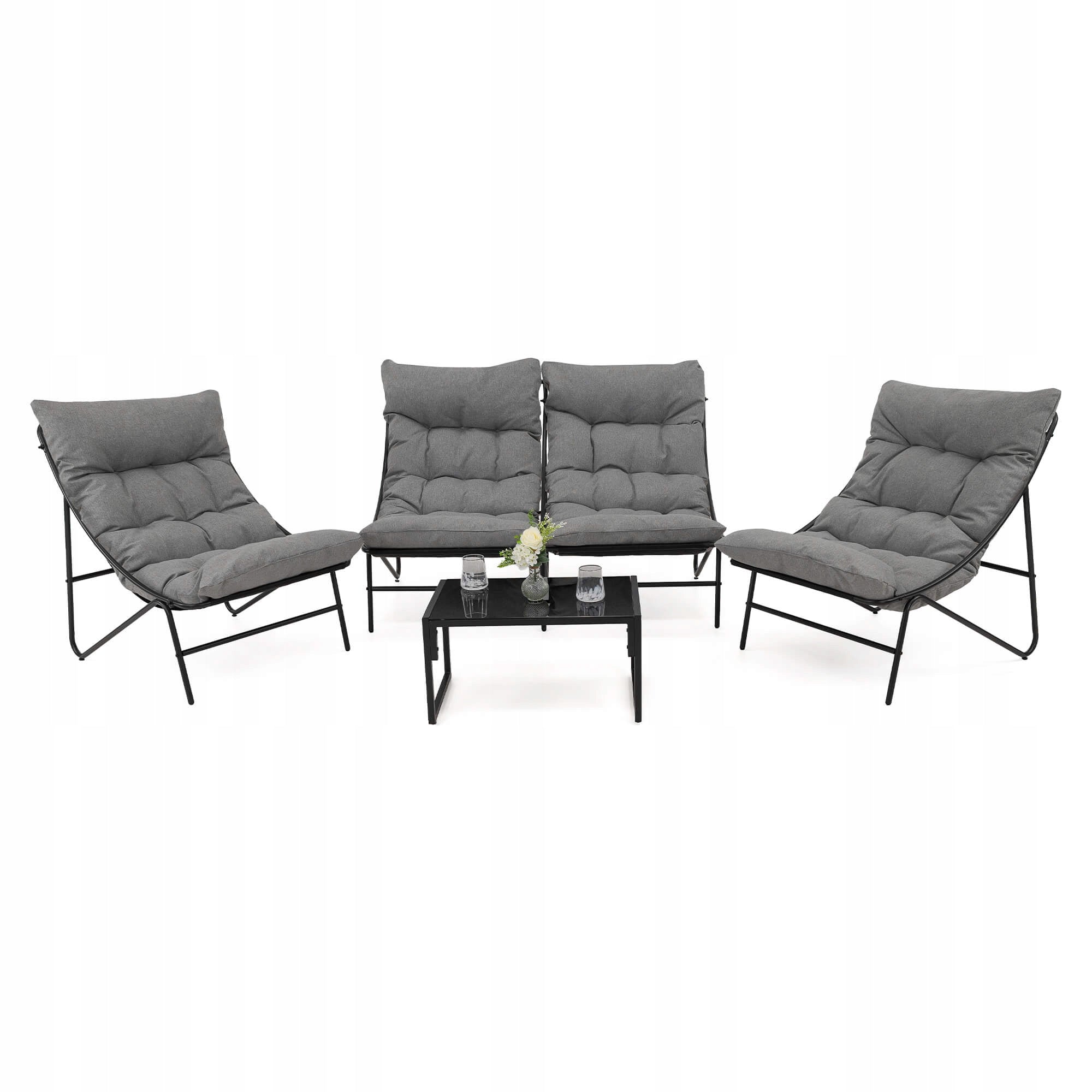 Garden furniture set for 4 people SA2006 black cushions grey Packaging status original