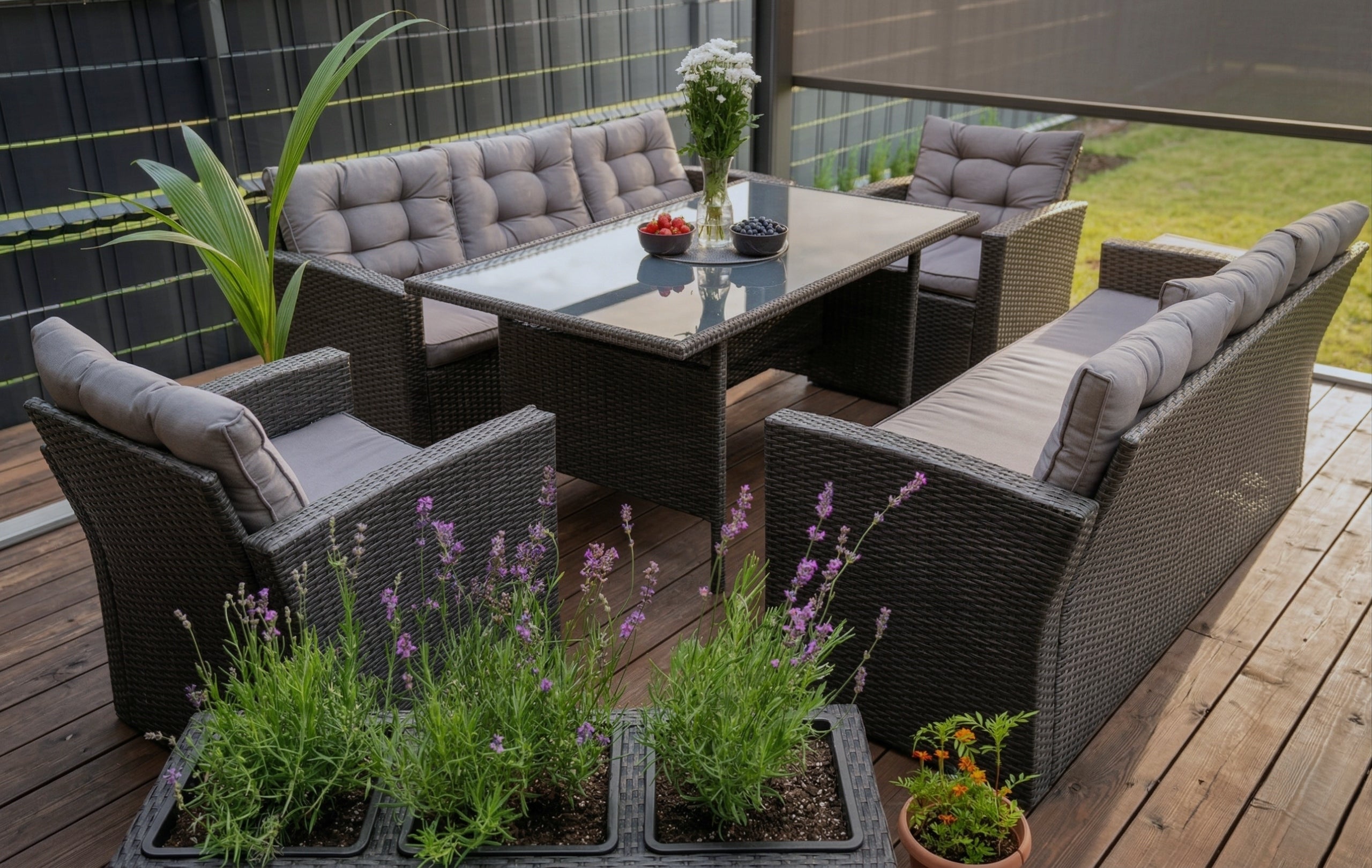 Garden furniture set for 8 people Topiano Grande anthracite rattan EAN (GTIN) 5901138055212