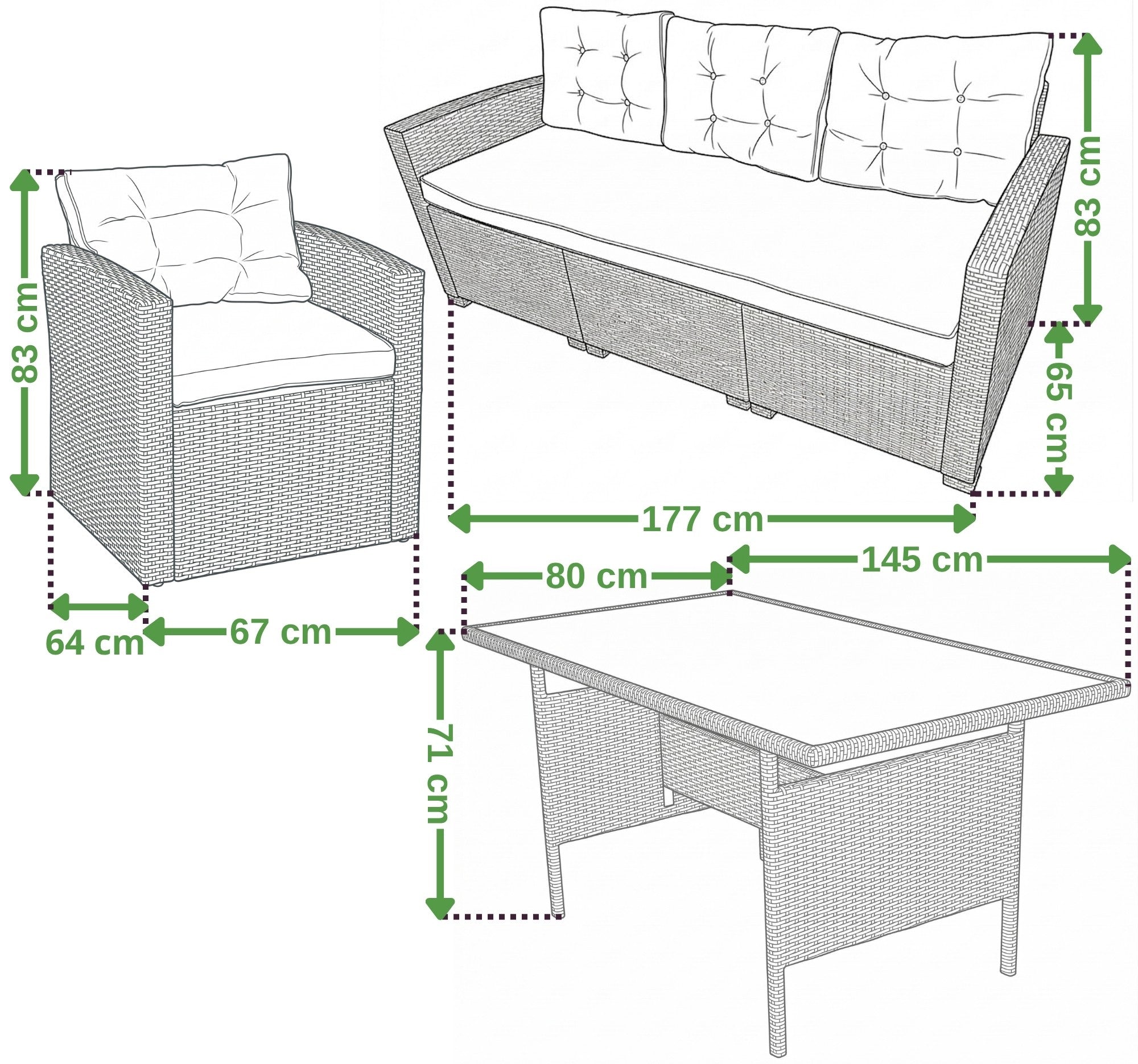 Garden furniture set for 8 people Topiano Grande anthracite rattan Number of items in the set 5