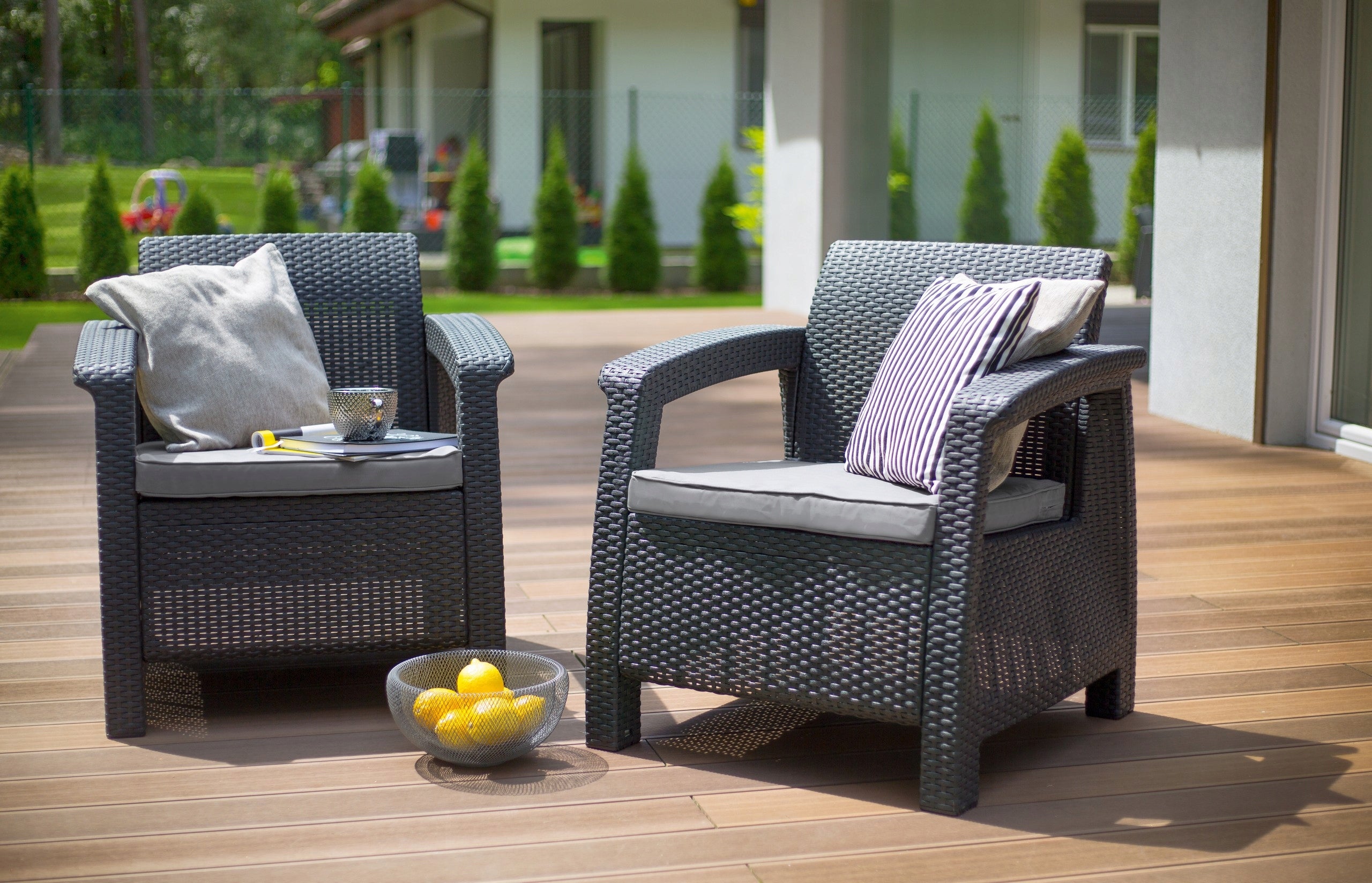 Garden furniture set for Terrace CORFU FIESTA graphite with Cushions Manufacturer Keter
