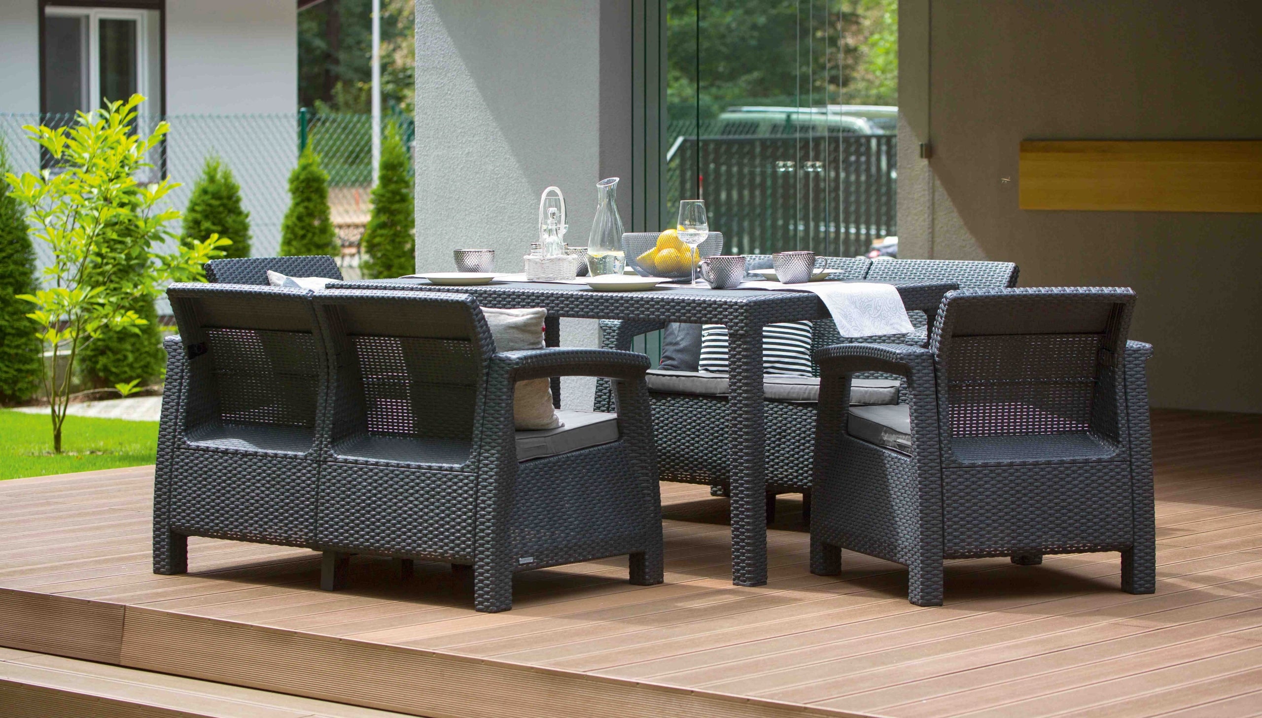 Garden furniture set for Terrace CORFU FIESTA graphite with Cushions Manufacturer code 000845