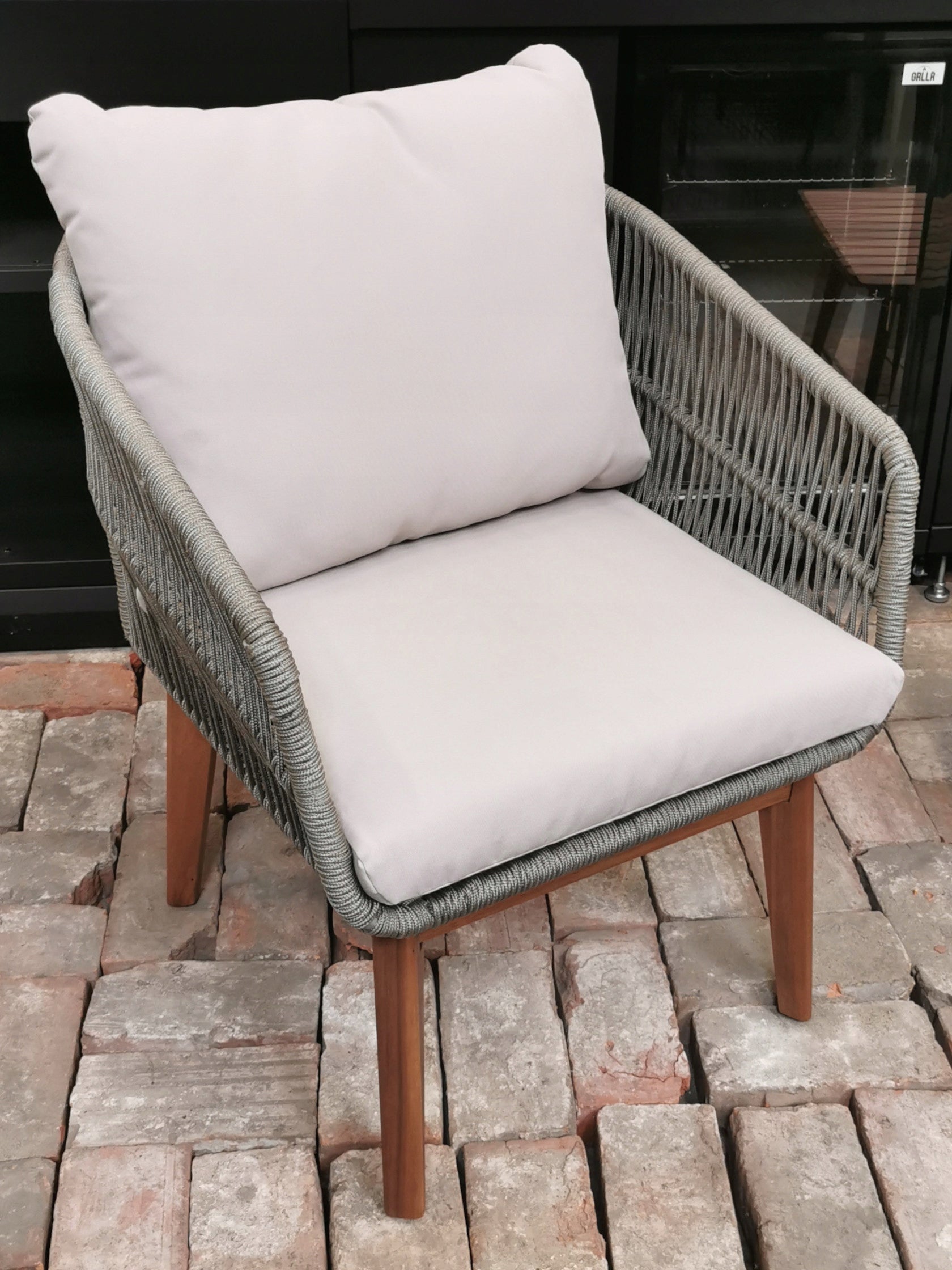 Garden furniture set grey (string, acacia) - sofa + 2 armchairs + table EAN (GTIN) 5903899321612