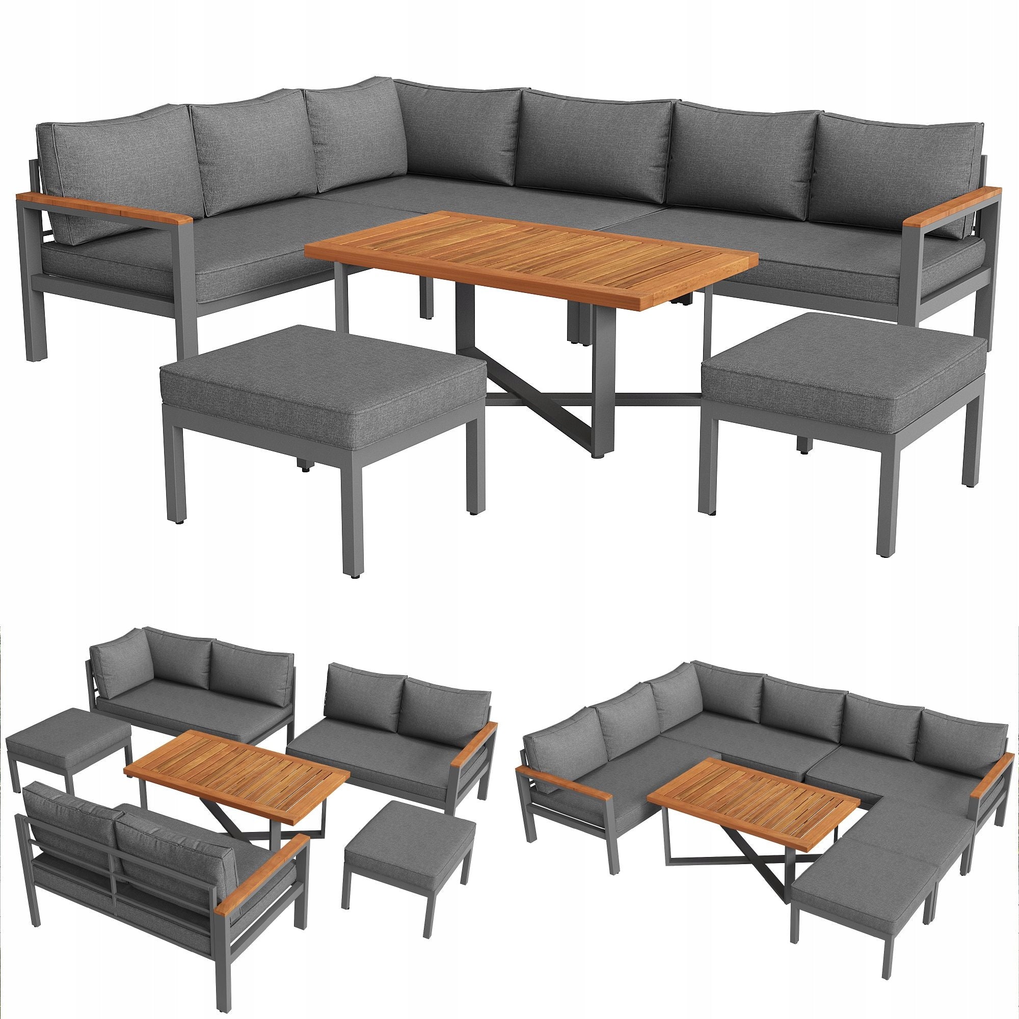Garden furniture set lounge iron galvanized grey 7 people waterproof Main material metal