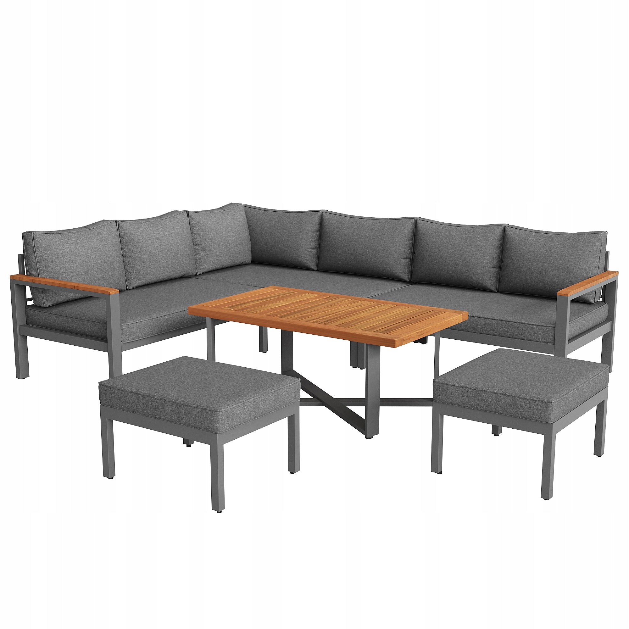 Garden furniture set lounge iron galvanized grey 7 people waterproof