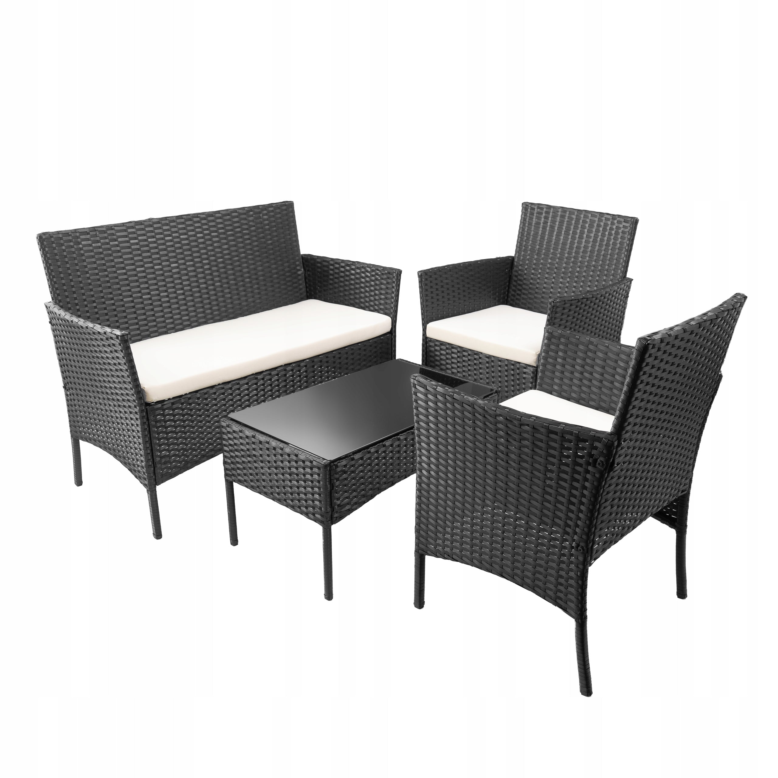 Garden furniture set metal Iso Trade black 4 el. Line Meble Ogrodowe Zestaw Mebli Ogrodowych