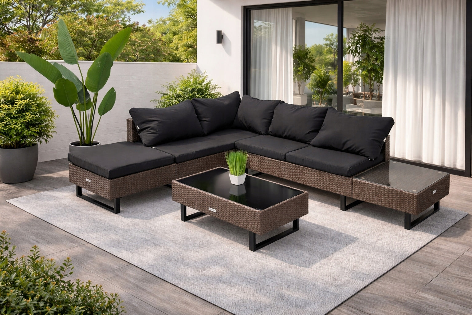 Garden furniture set rattan CORNER Lounge Loft BROWN 3 el. Line Lounge Terrace