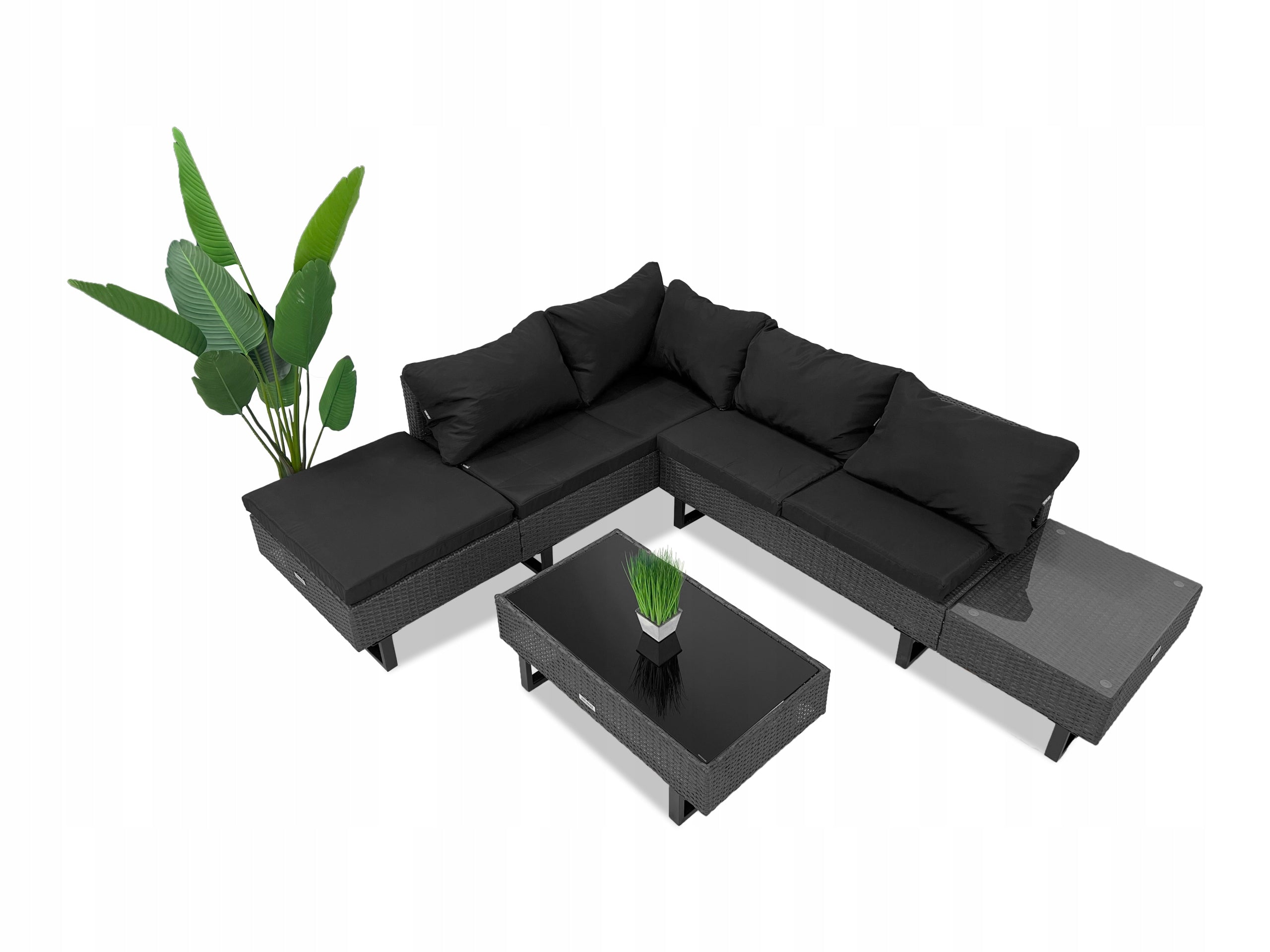 Garden furniture set rattan CORNER Lounge Loft GRAPHITE BLACK Color black