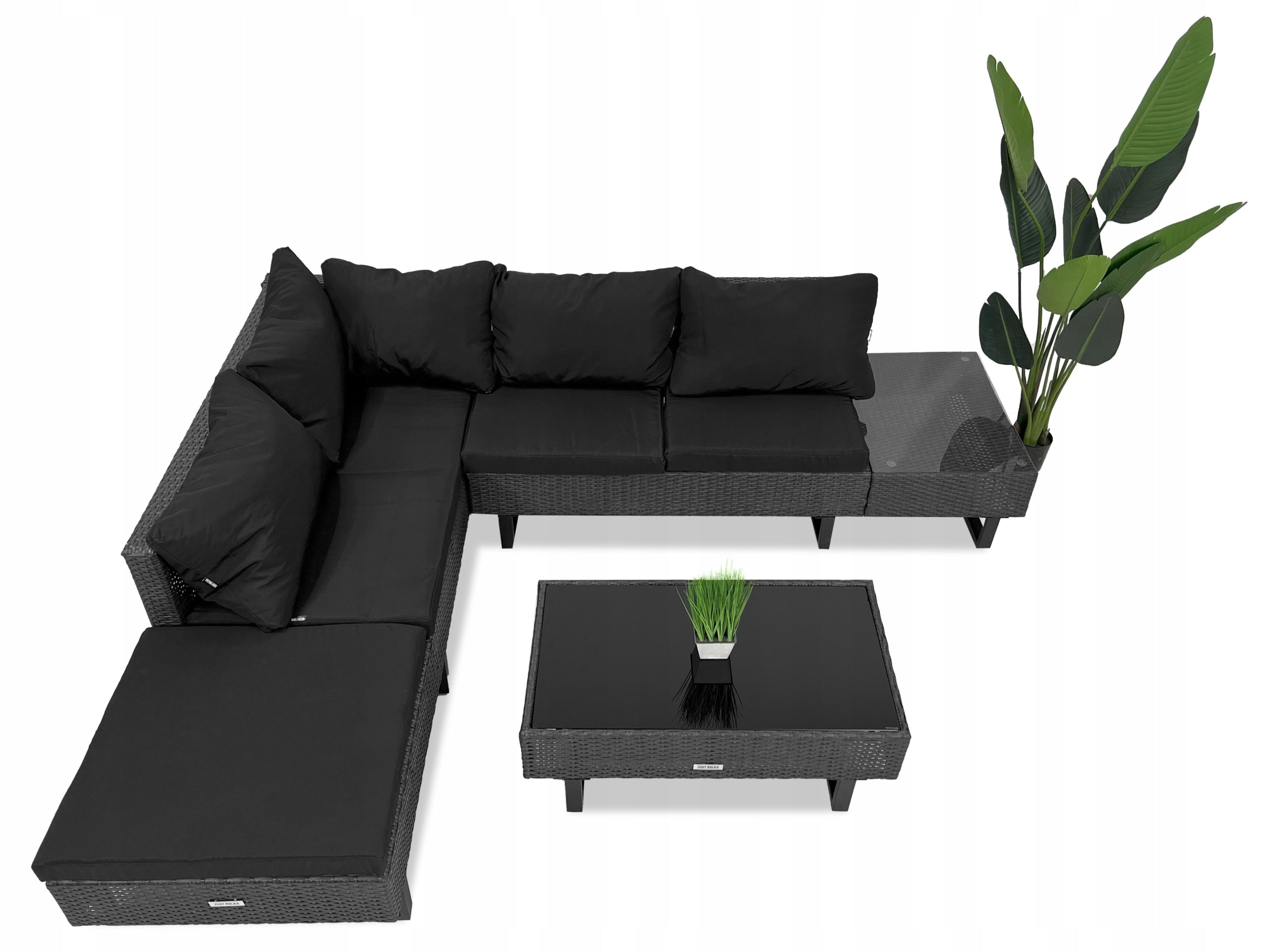 Garden furniture set rattan CORNER Lounge Loft GRAPHITE BLACK Main material synthetic rattan